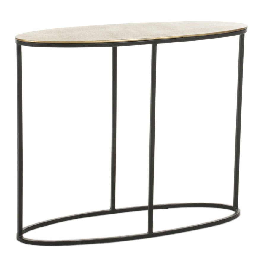 Contemporary Metal Oval Side Table, 21st Century