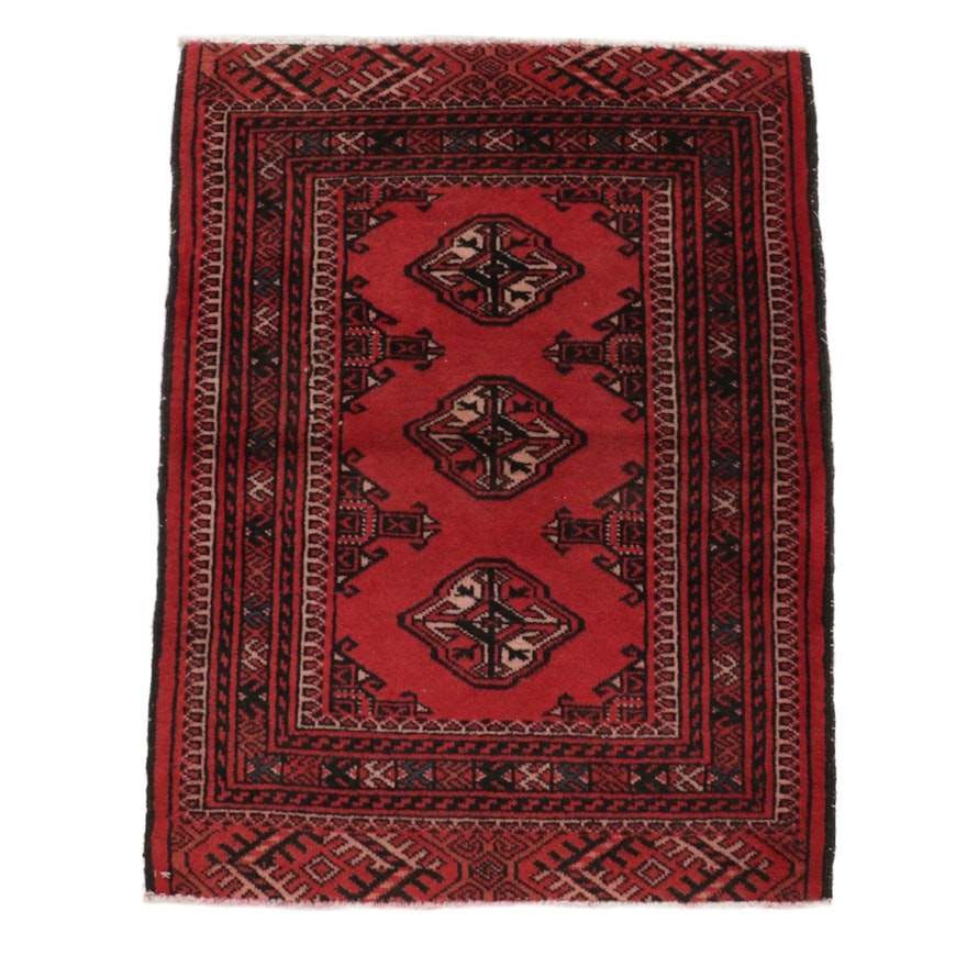 2'1 x 2'10 Hand-Knotted Persian Turkoman Wopol Accent Rug, 1970's