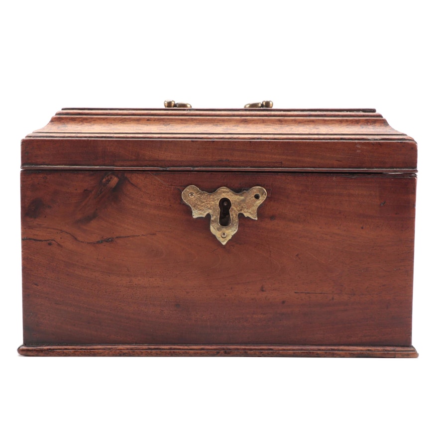 George III Mahogany Tea Caddy Fitted with Three Tin Canisters, circa 1800