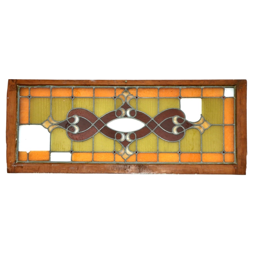 Arts and Crafts Stained Glass Leaded Window Pane, Late 19th/Early 20th C