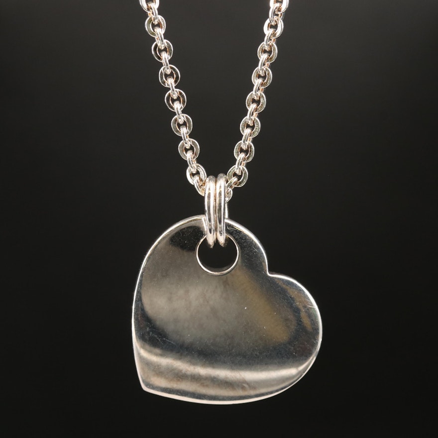 Fine Silver Heart Pendant Necklace