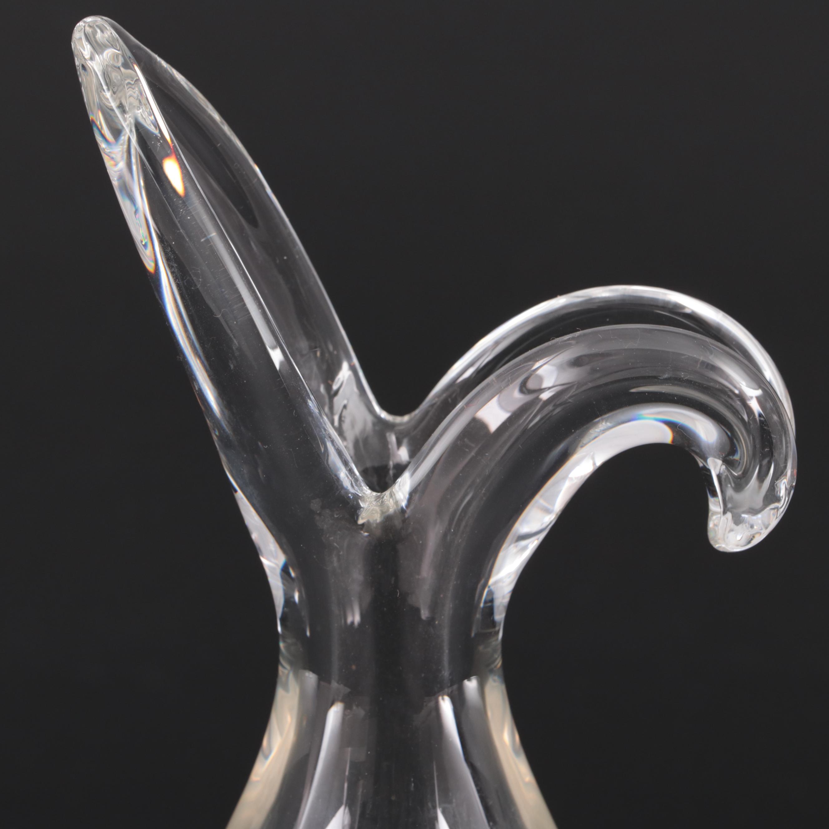 Steuben Art Glass Vase with Sheared Rim Designed by George Thompson