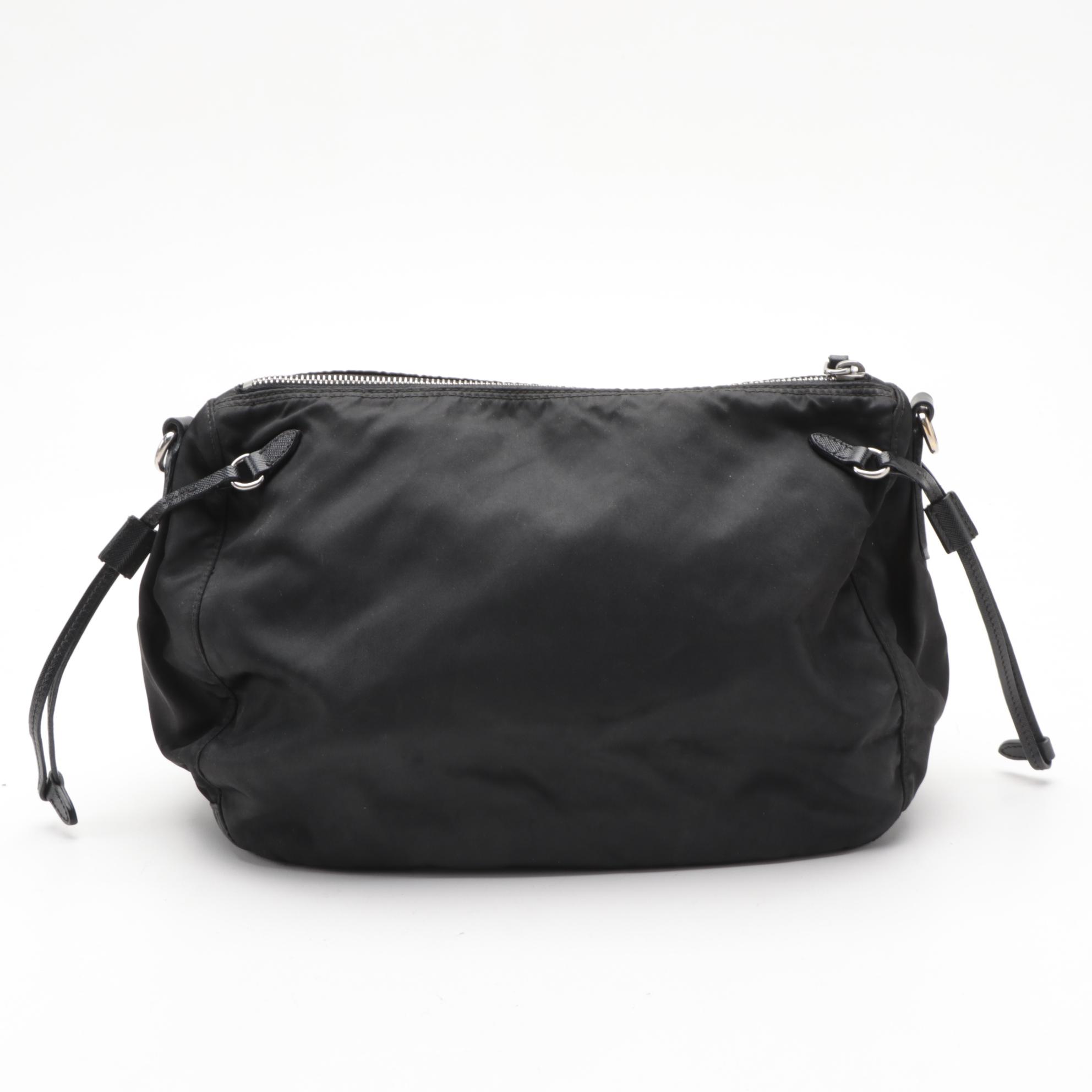 Prada Black Tessuto Nylon and Leather Crossbody Bag