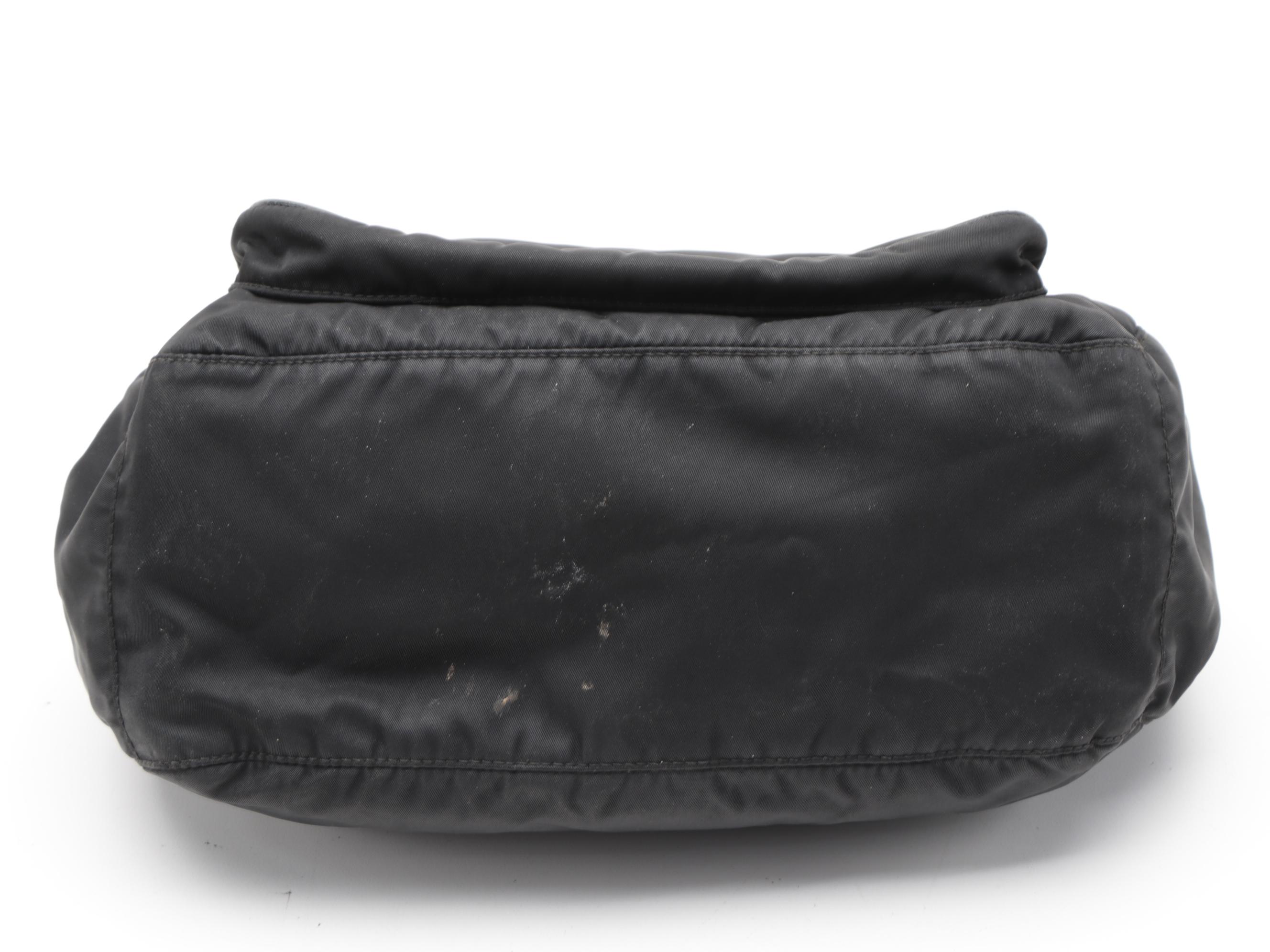 Prada Black Tessuto Nylon and Leather Crossbody Bag