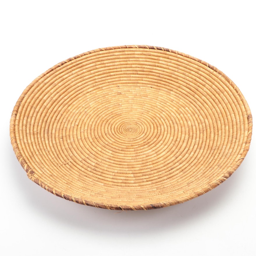 Hand-Woven Natural Fiber Basketry Platter  Wall Hanging
