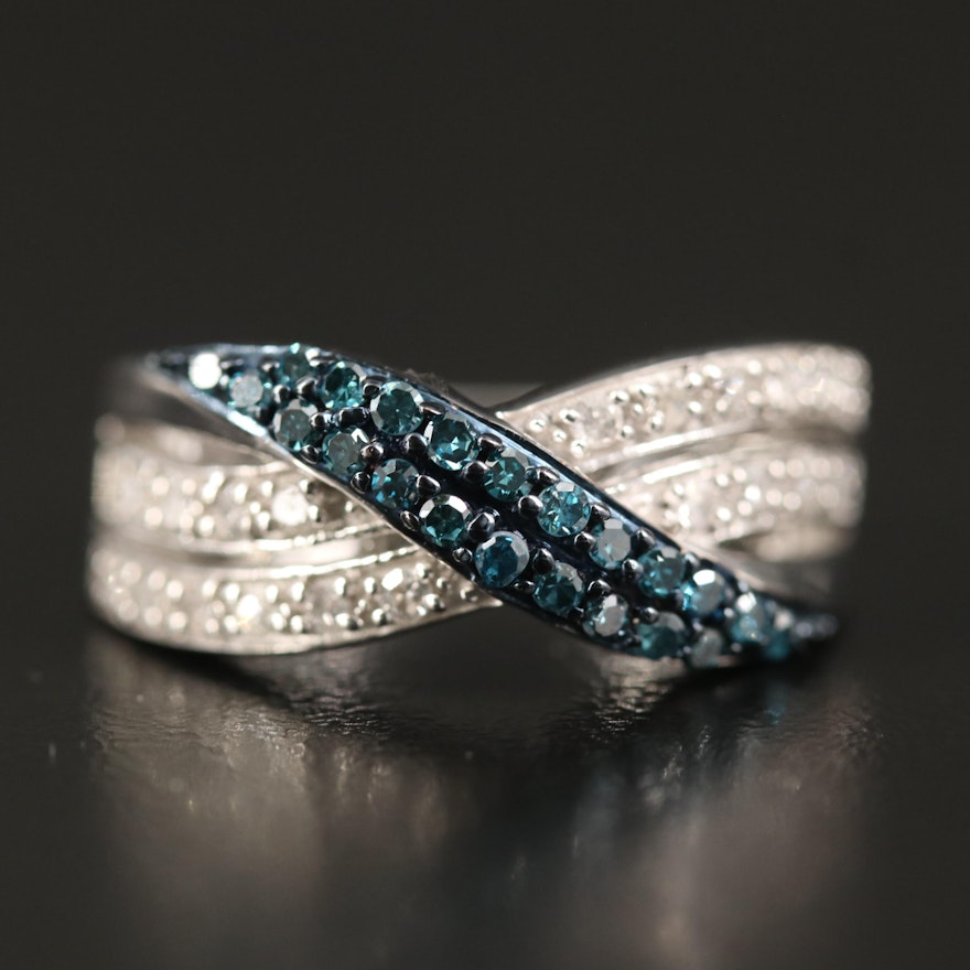 Sterling Silver Diamond Crossover Band