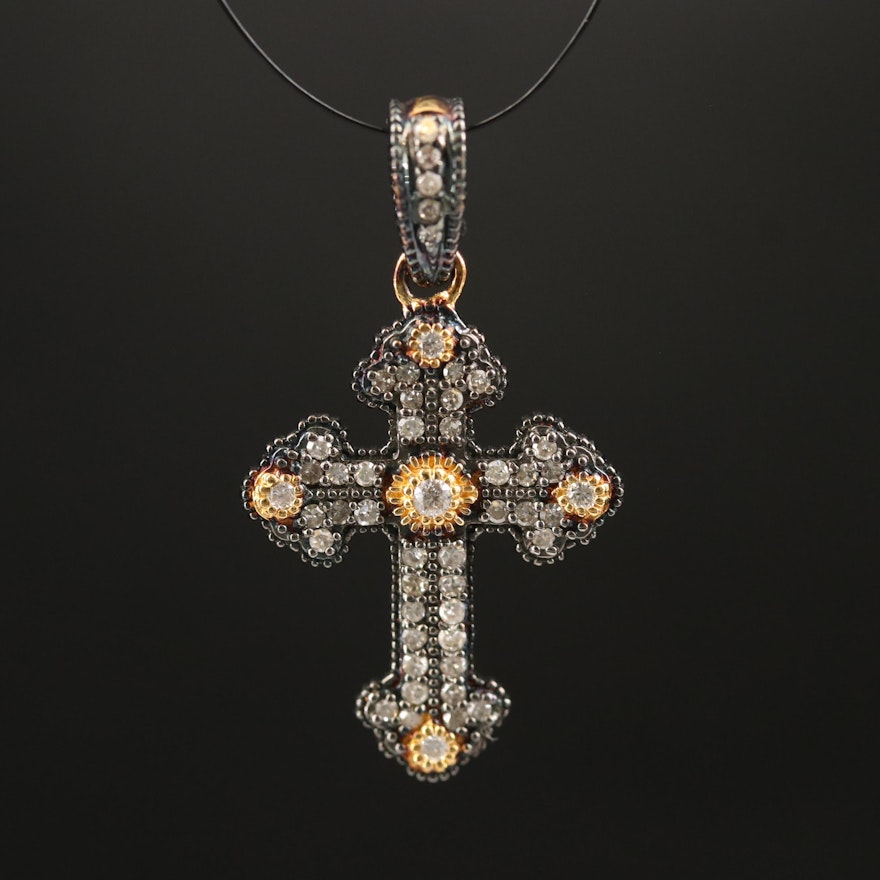 Sterling Diamond Cross Pendant