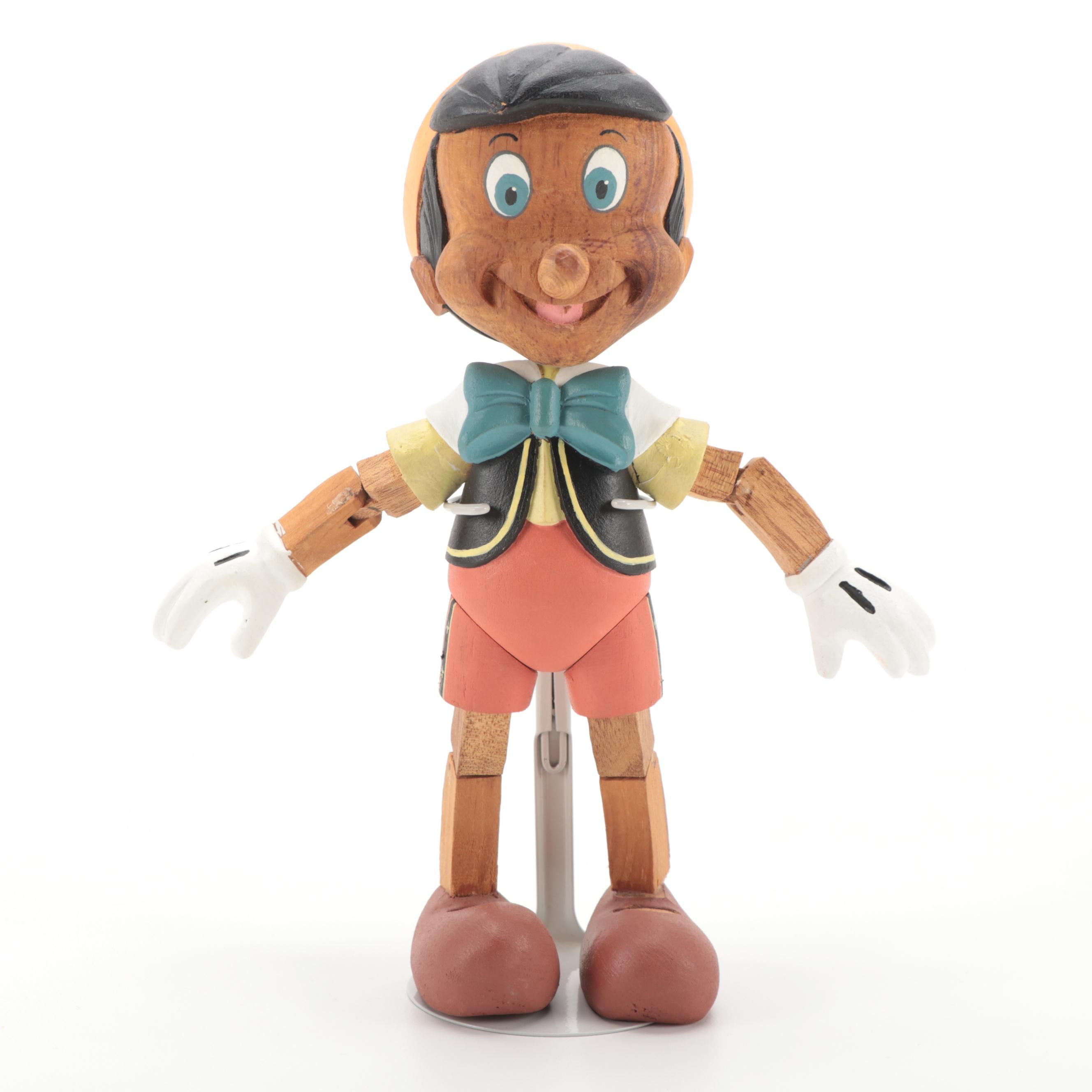 Walt Disney Hand-Painted Wooden Pinocchio Marionette Figurine