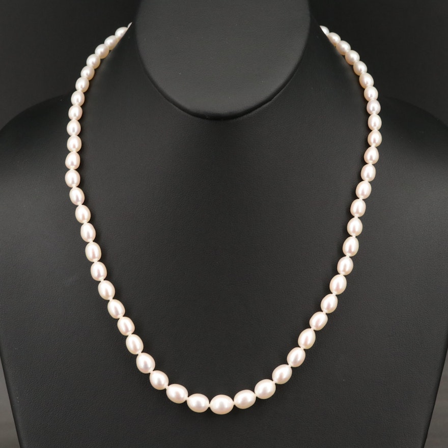 Graduated Pearl Necklace with Sterling Clasp