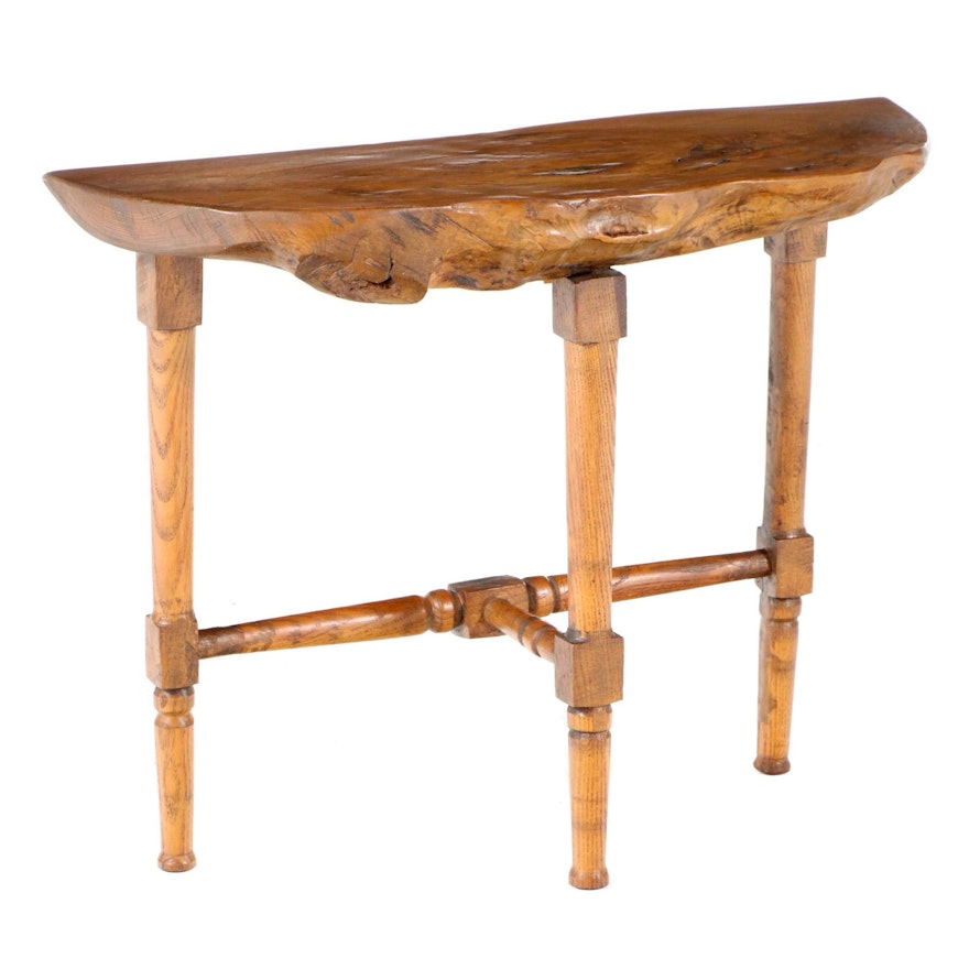 John Anderson Modern Craft Movement Oak Side Live Edge Top Table, circa 1975