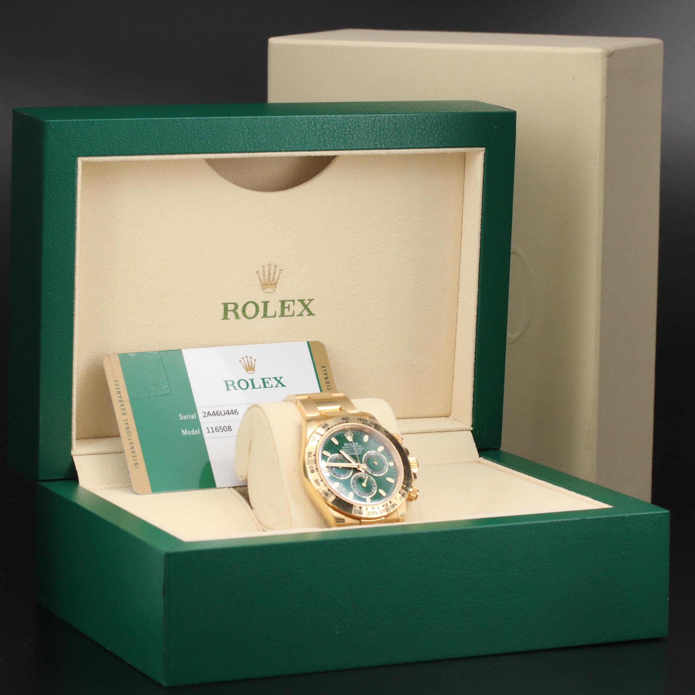 2018 Rolex Cosmograph Daytona 18K Yellow Gold and Green Dial Watch