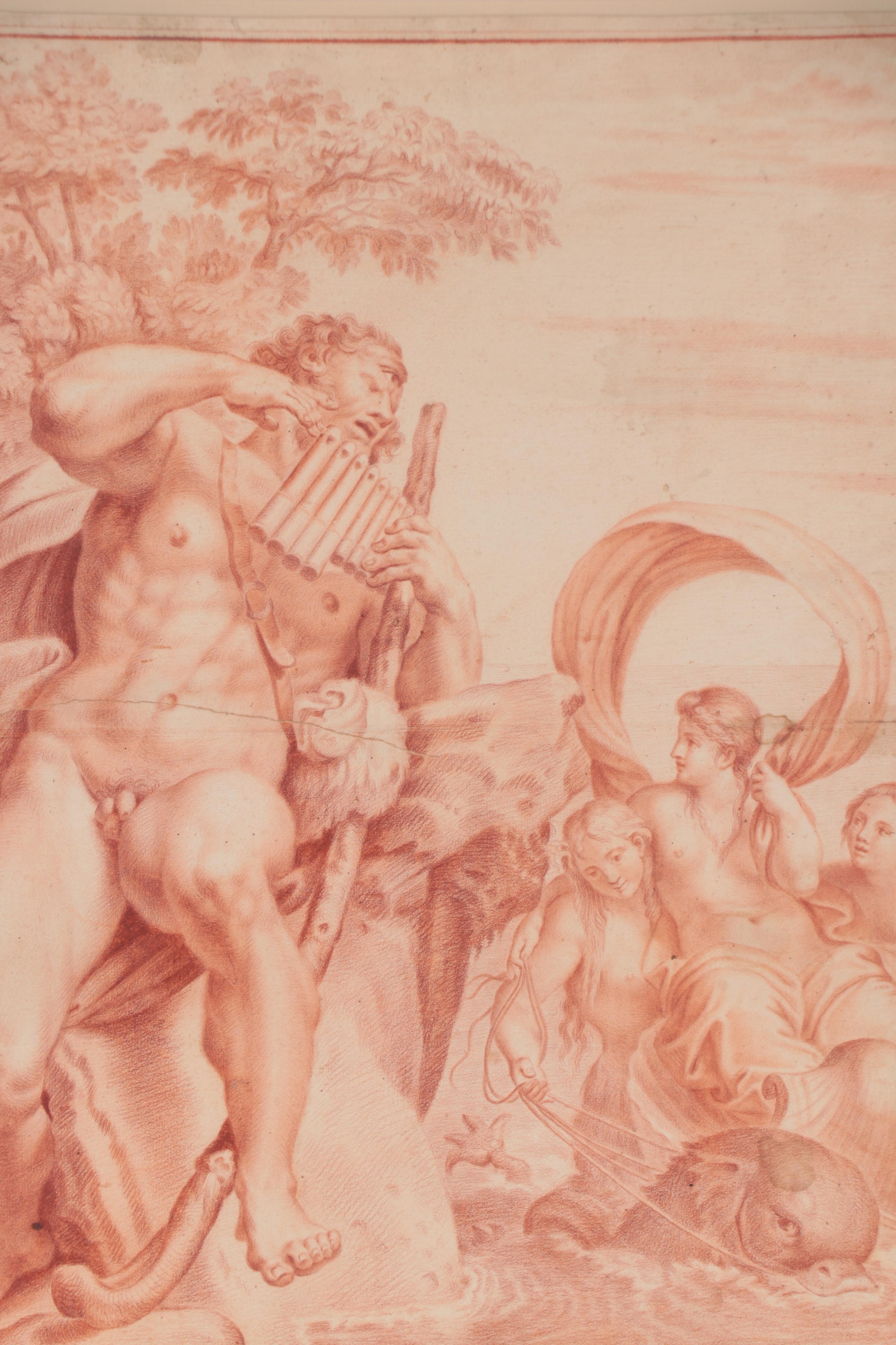 Sanguine Drawing after Annibale Carracci "Polyphemus Innamorato"