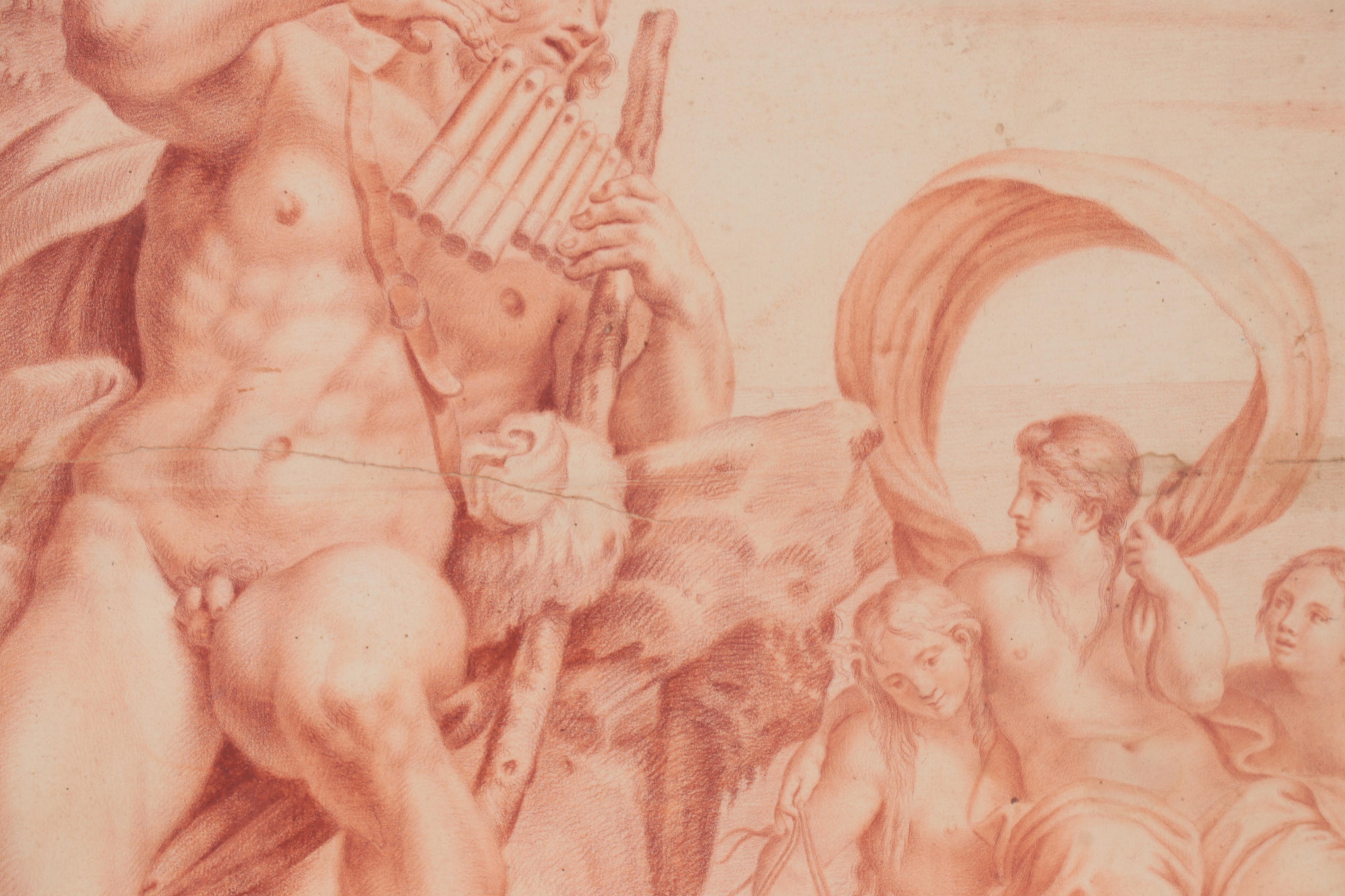 Sanguine Drawing after Annibale Carracci "Polyphemus Innamorato"