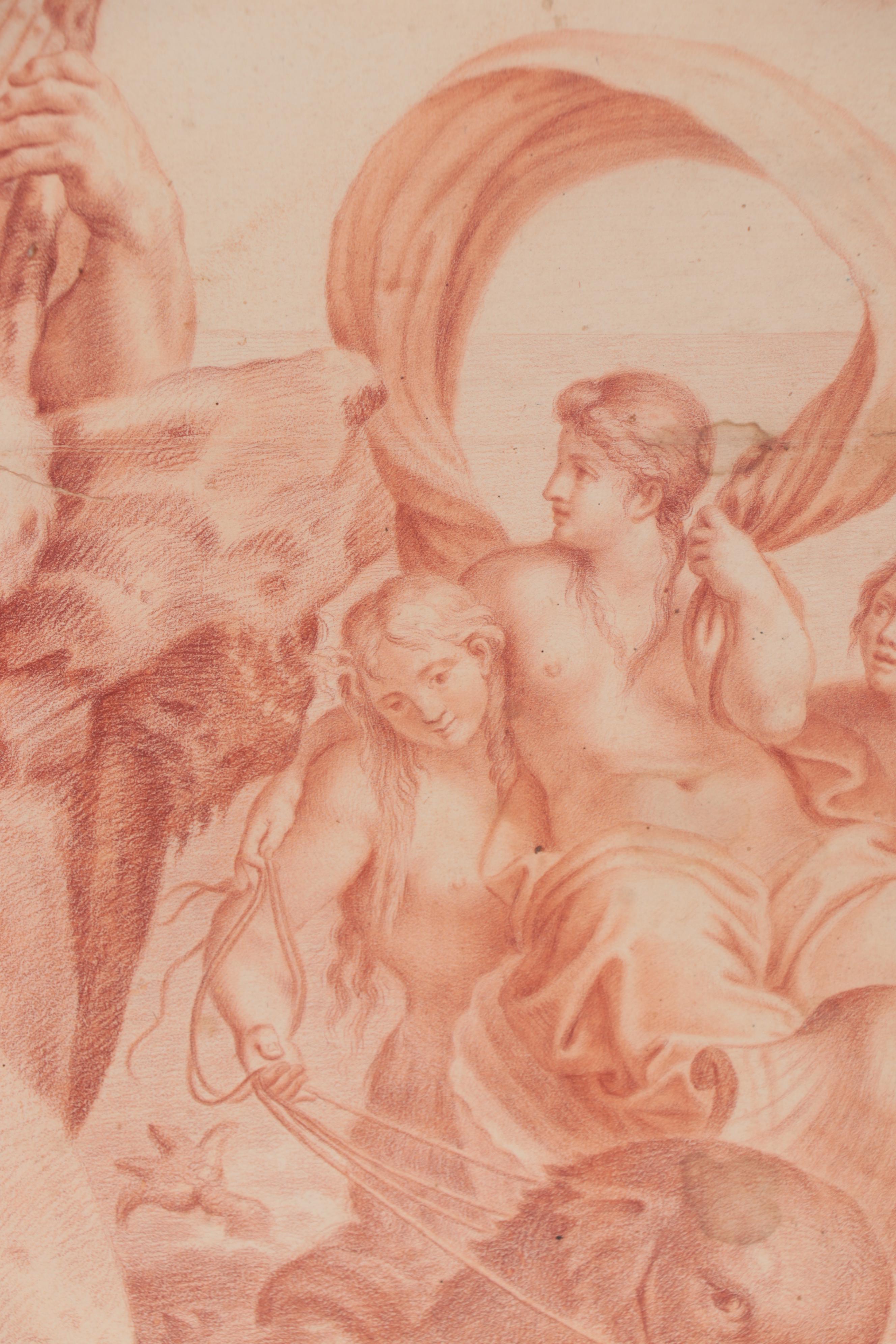 Sanguine Drawing after Annibale Carracci "Polyphemus Innamorato"