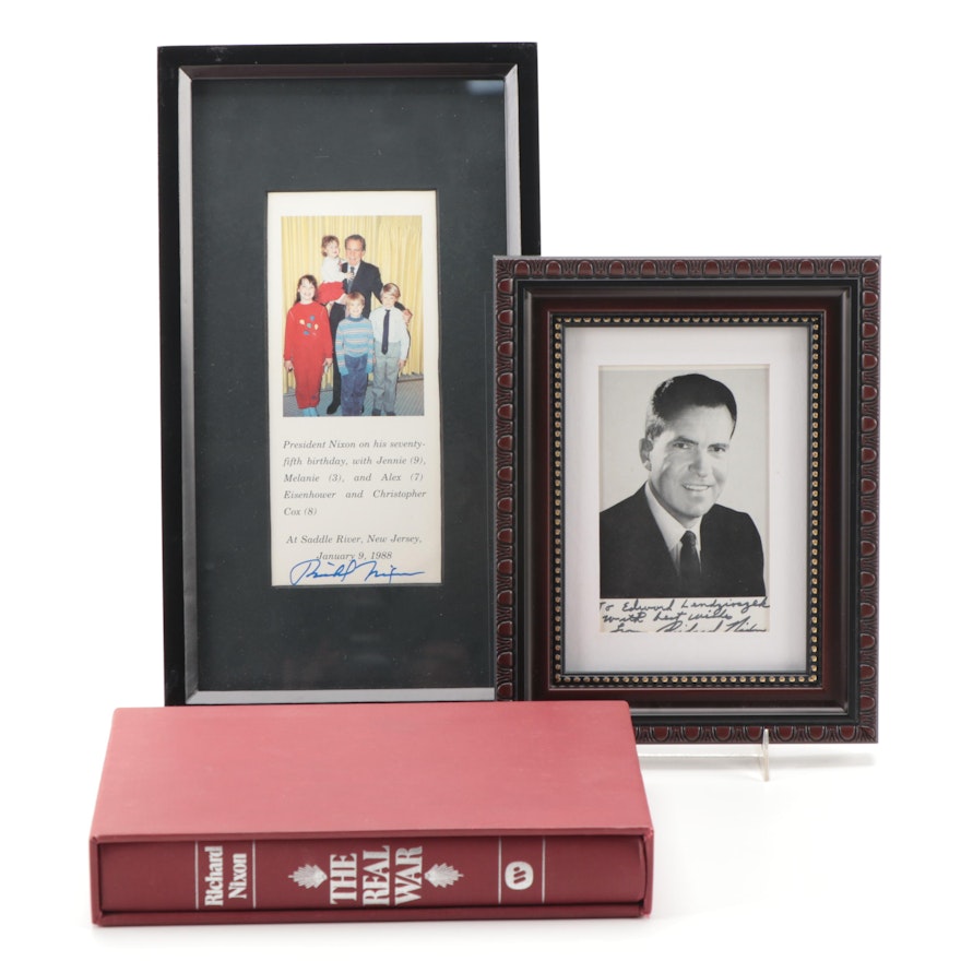 Signed "The Real War" by Richard Nixon with Framed Photographs