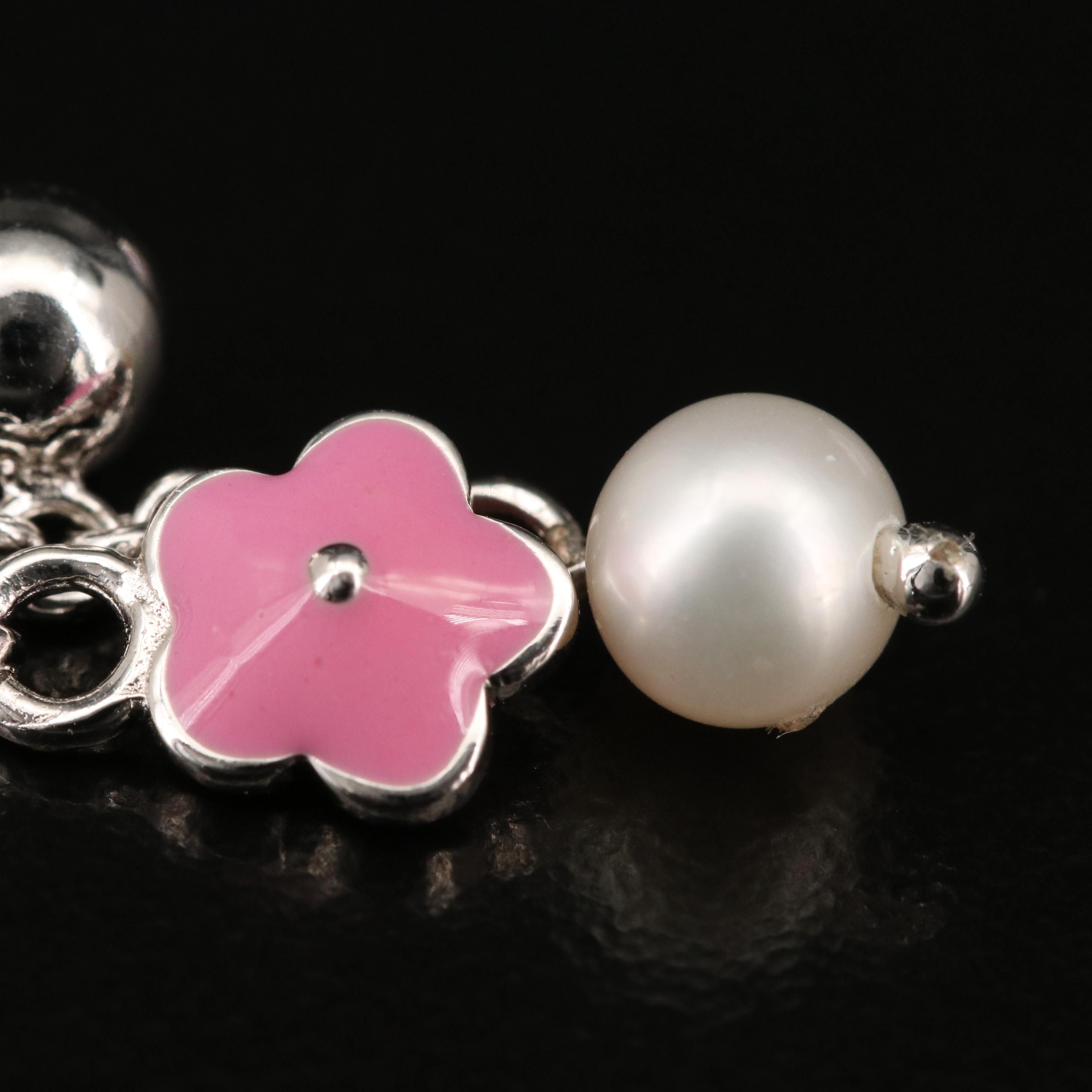 Sterling Earrings Featuring Quartzite, Pearl and Enamel