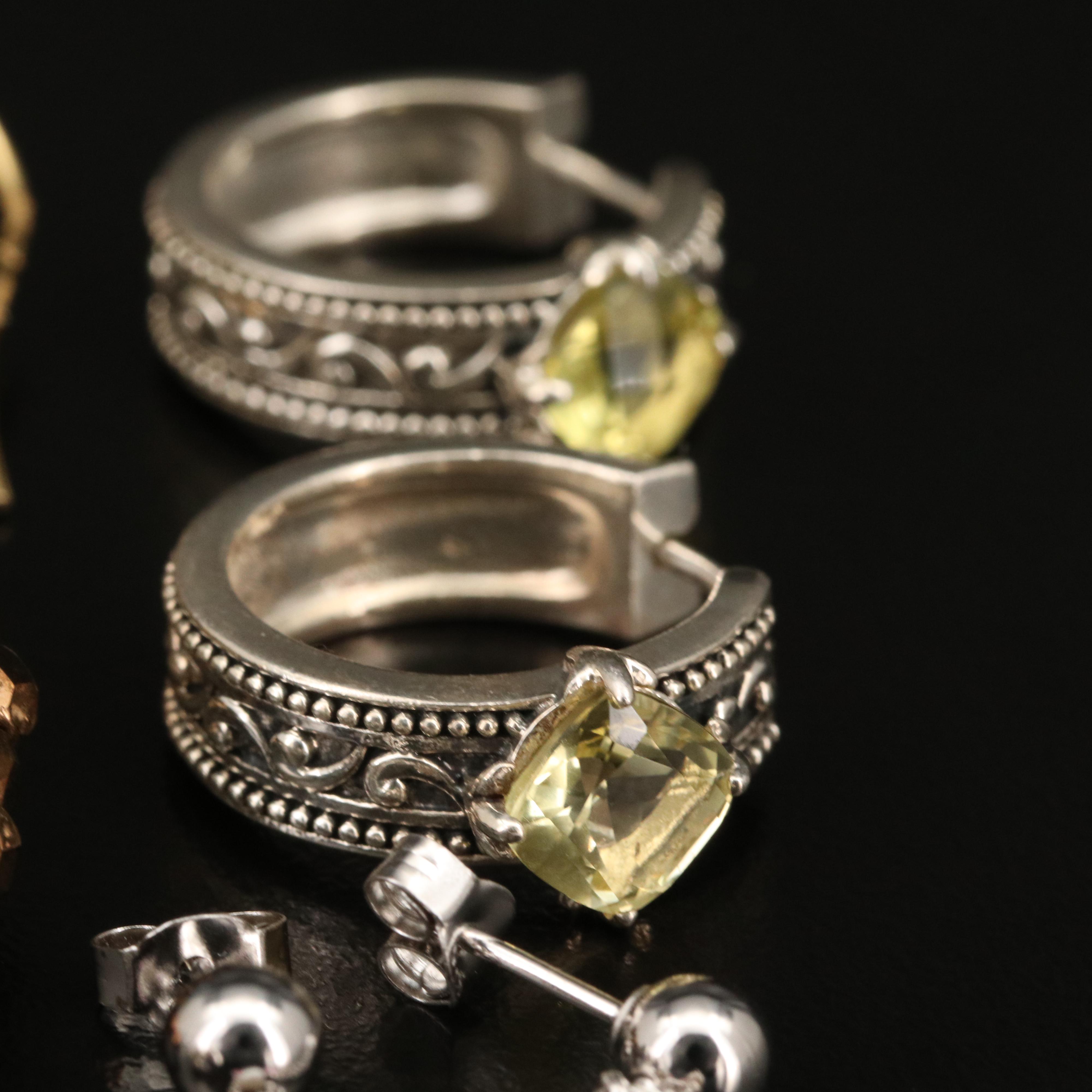 Sterling Earrings Featuring Quartzite, Pearl and Enamel