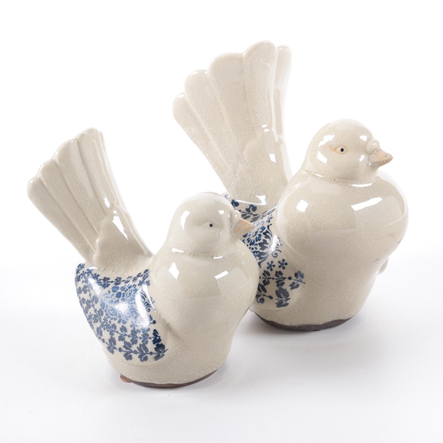 Pair of Ceramic Dove Figurines