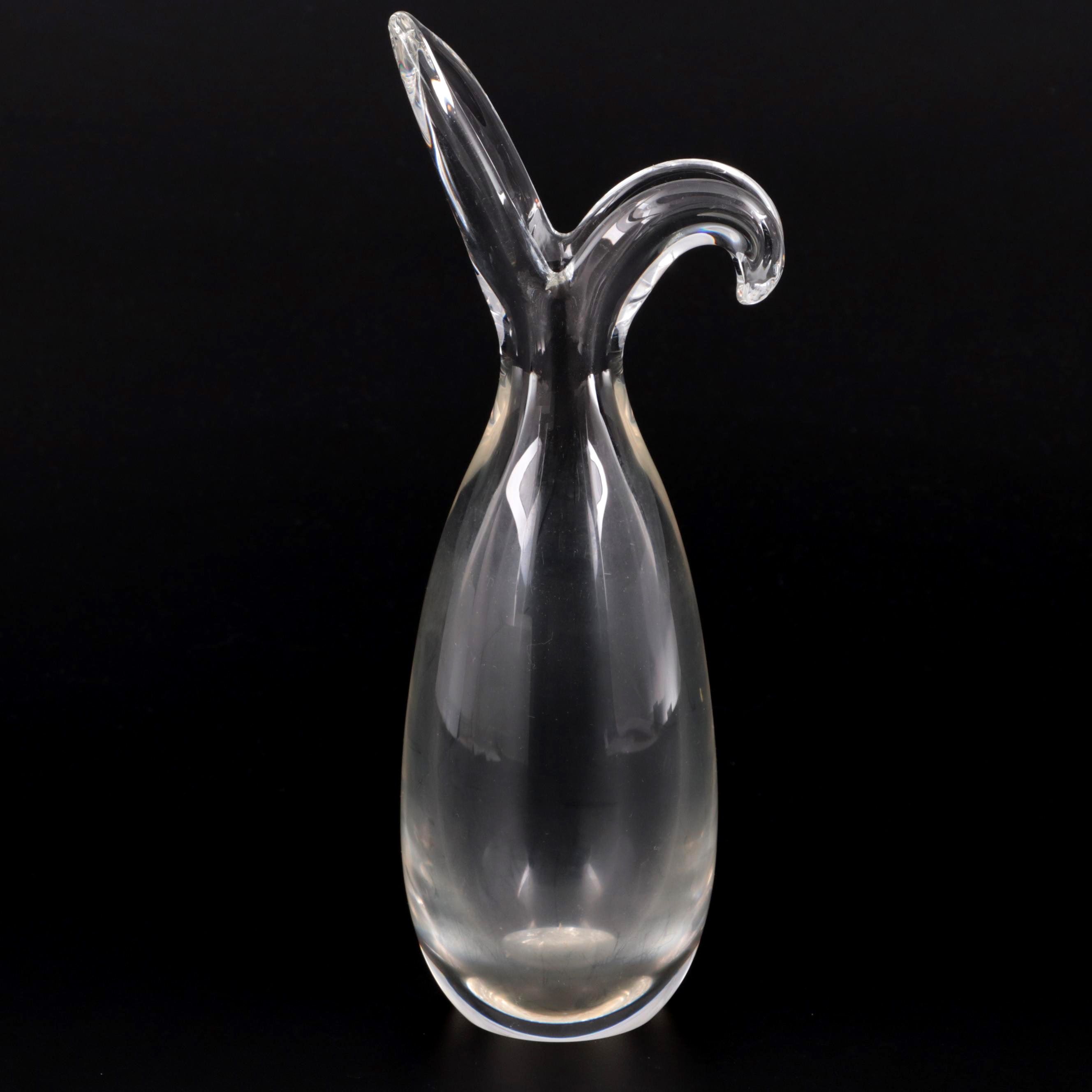 Steuben Art Glass Vase with Sheared Rim Designed by George Thompson