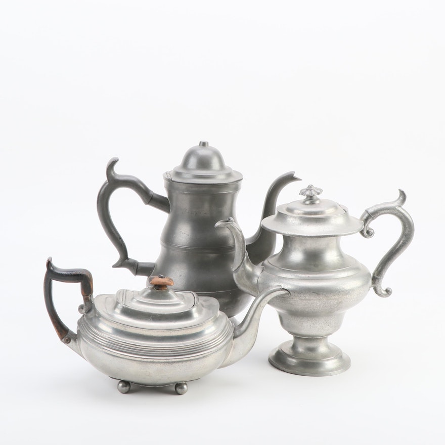 Sellew & Co. of Cincinnati and Other Pewter Tea and Coffee Pots, 19th Century