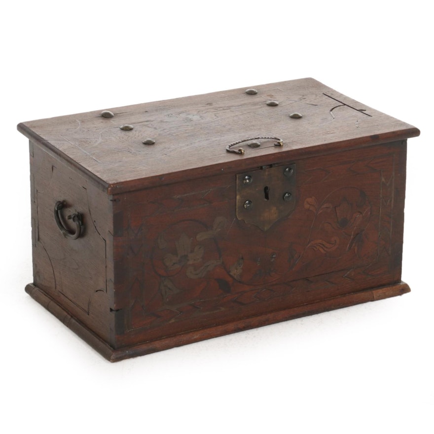 Walnut Marquetry Strongbox, 18th Century