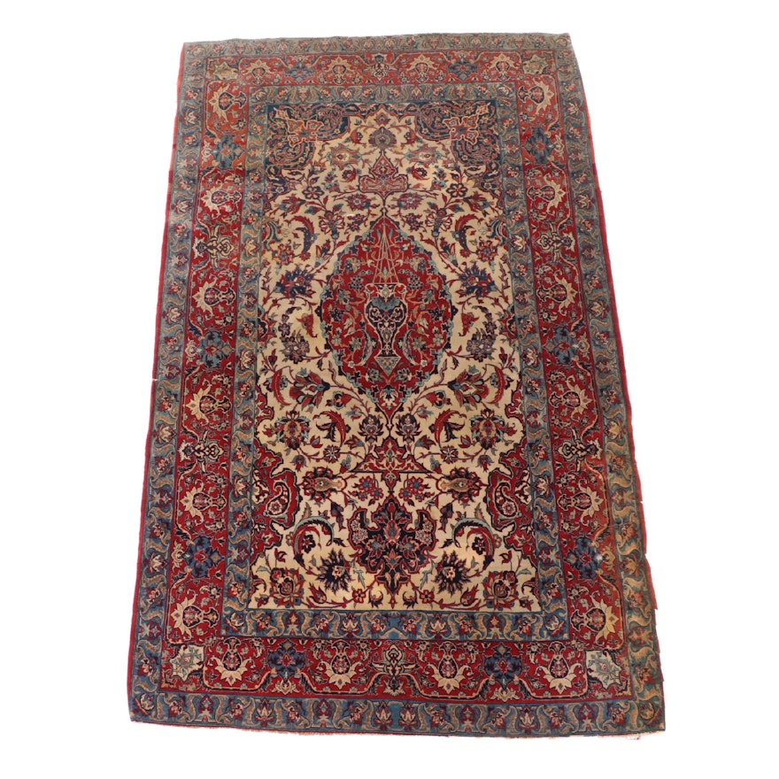 4'7 x 7'6 Hand-Knotted Persian Fereghan Wool and Silk Area Rug