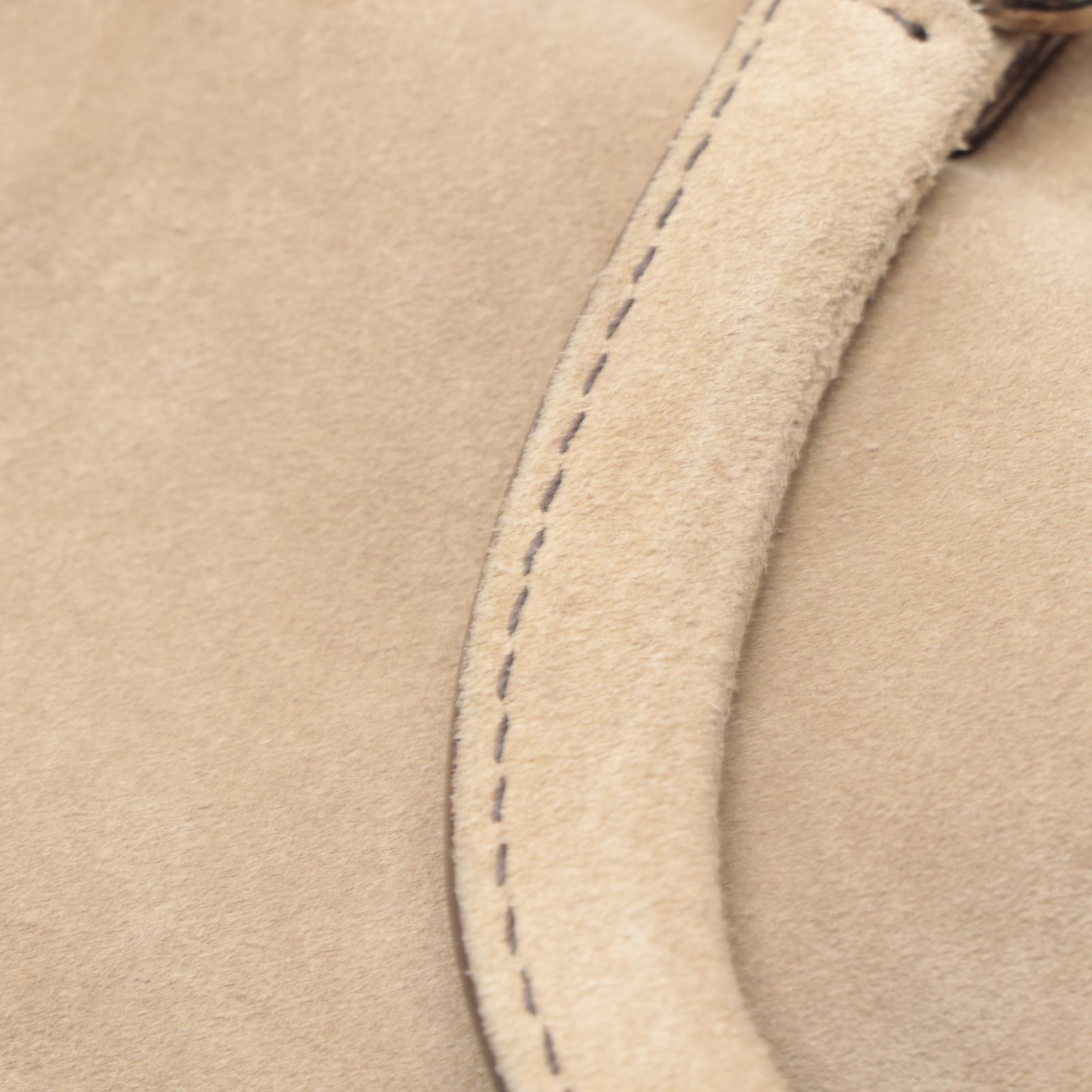 Prada Mini Top Handle Bag with Drawstring Sides in Natural Suede