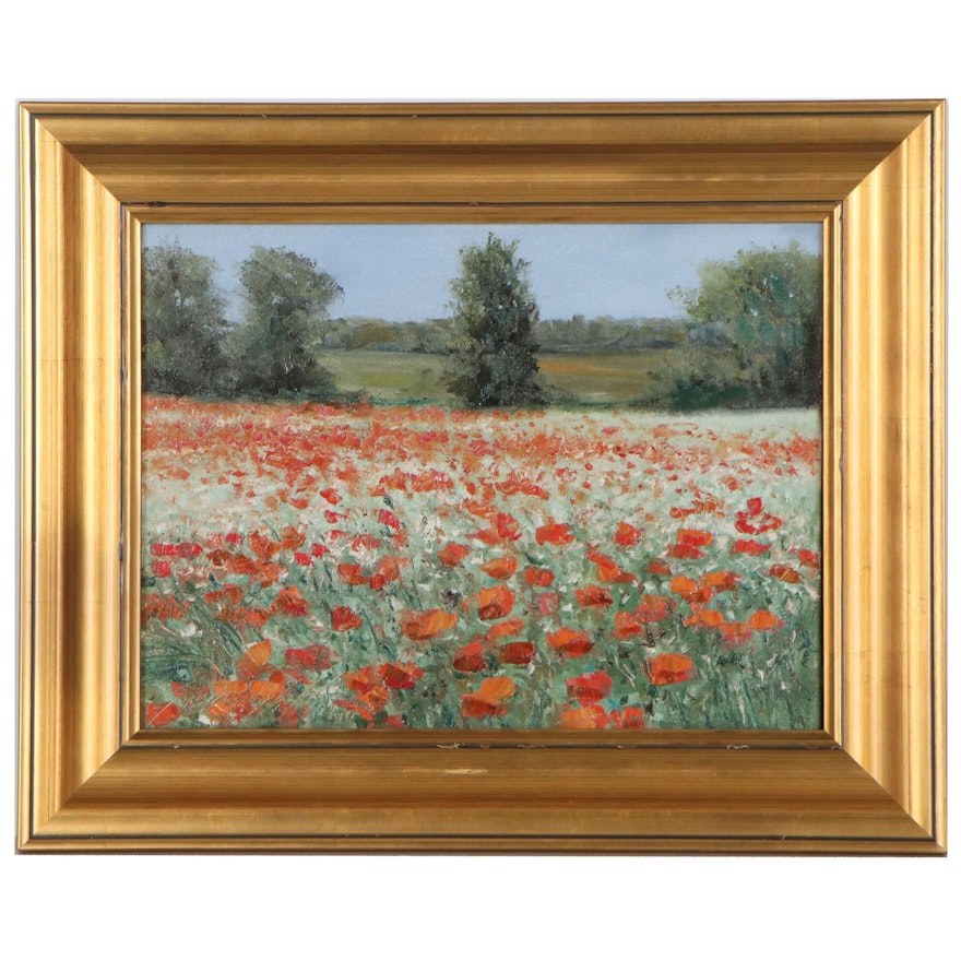 Garncarek Aleksander Oil Painting of Poppy Field, 21st Century