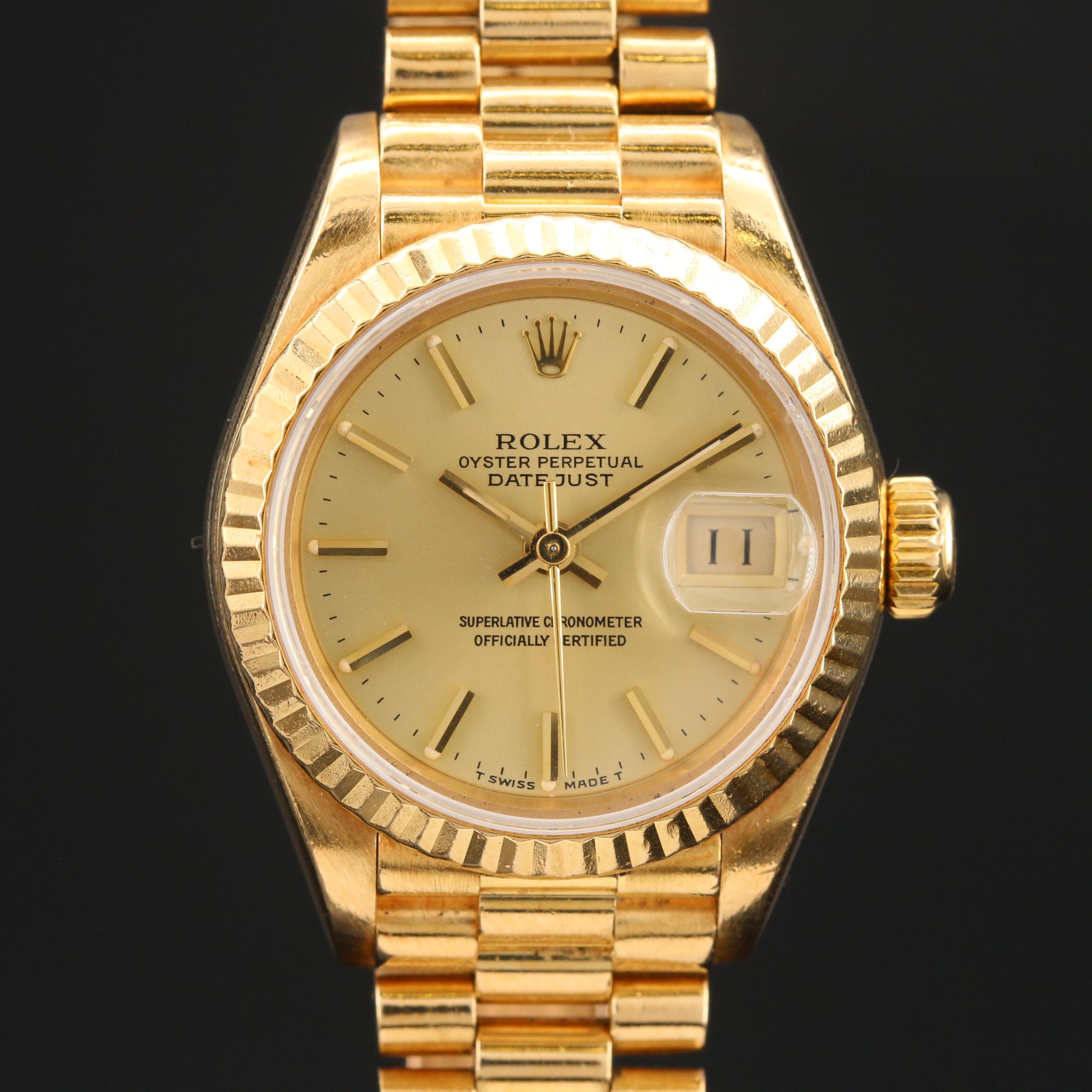 1986 Rolex Datejust President 18K Yellow Gold Automatic Watch