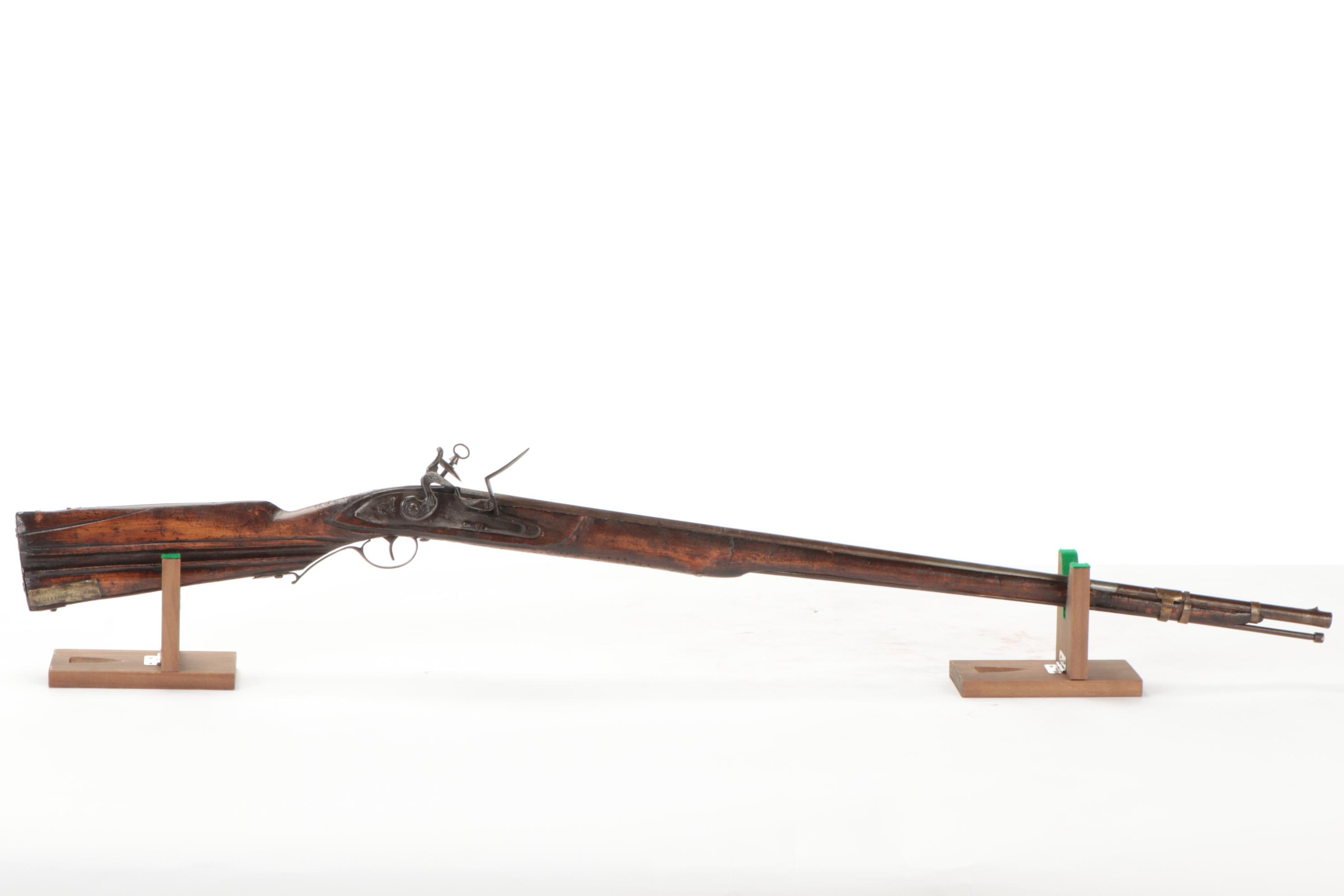 Portuguese Lazaro Lazarino Flintlock Musket with Ram Rod, Mid to Late 19th C.