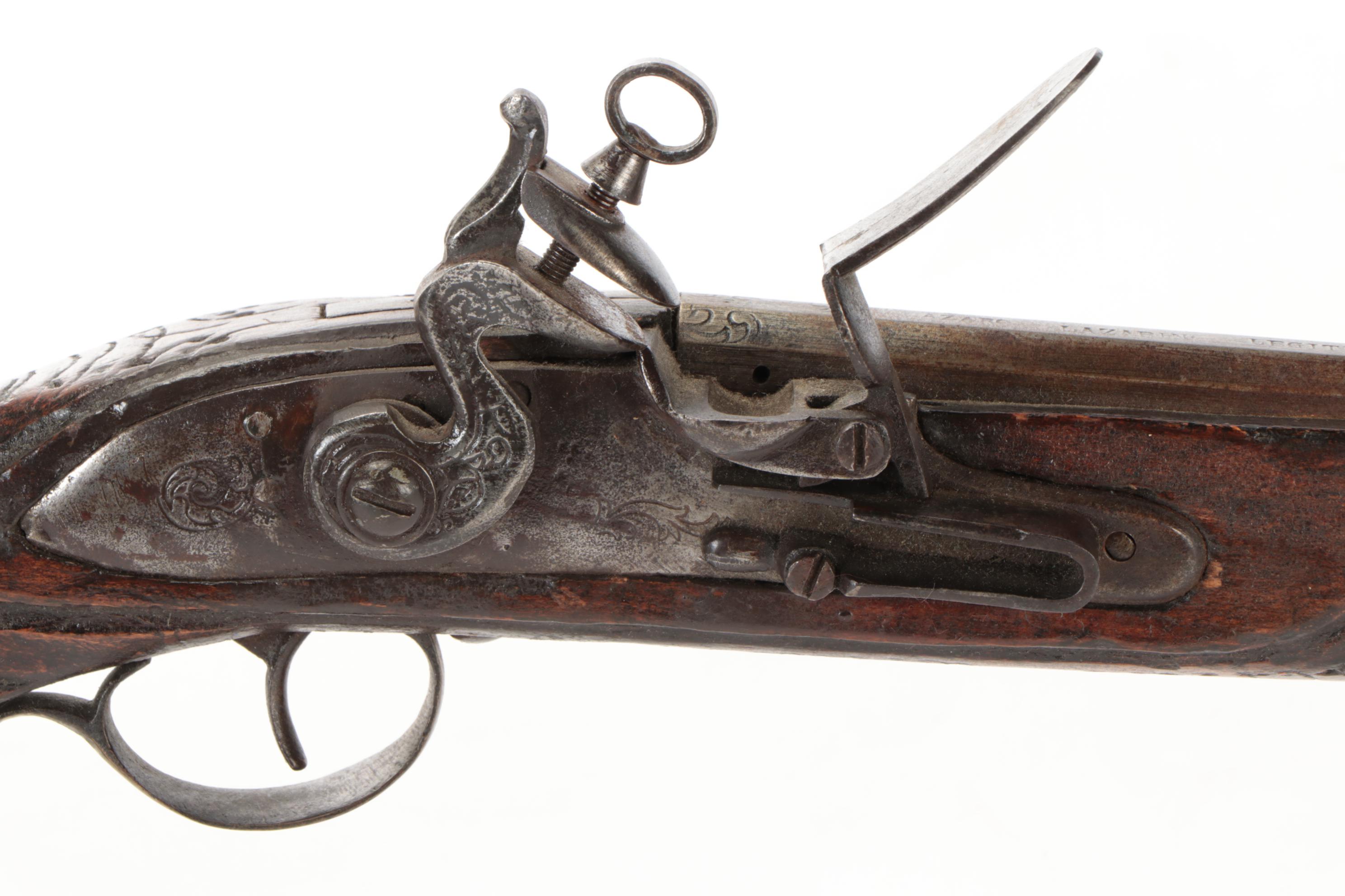 Portuguese Lazaro Lazarino Flintlock Musket with Ram Rod, Mid to Late 19th C.