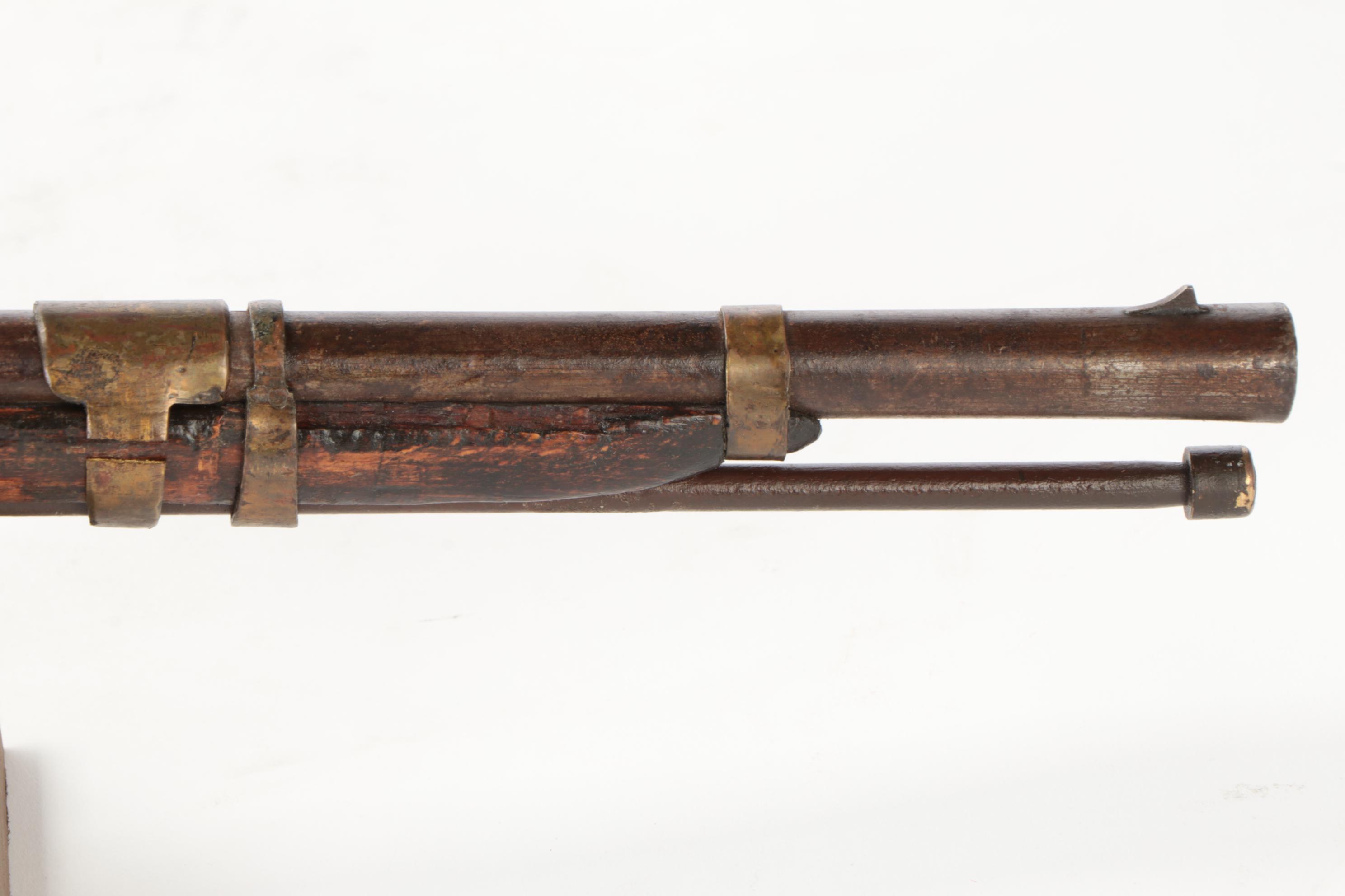 Portuguese Lazaro Lazarino Flintlock Musket with Ram Rod, Mid to Late 19th C.