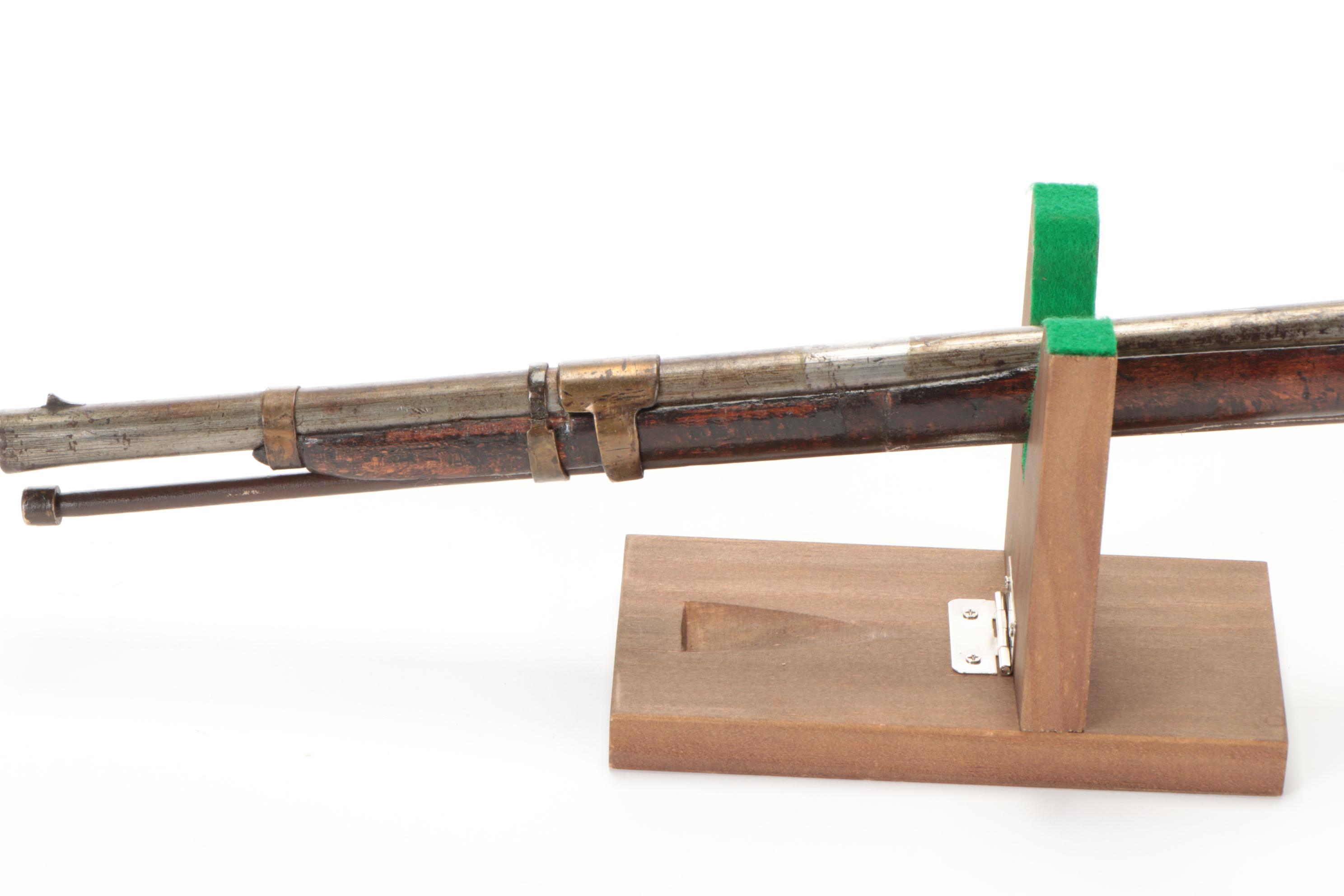 Portuguese Lazaro Lazarino Flintlock Musket with Ram Rod, Mid to Late 19th C.