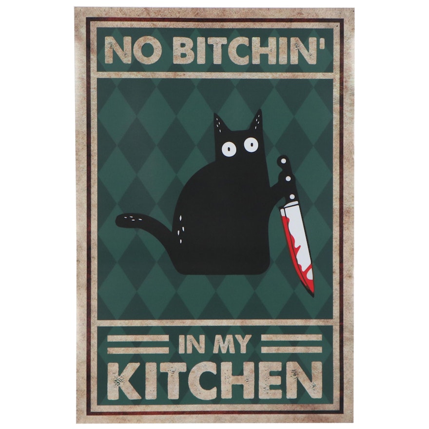 Giclée Poster of Black Cat "No Bitchin' in My Kitchen"