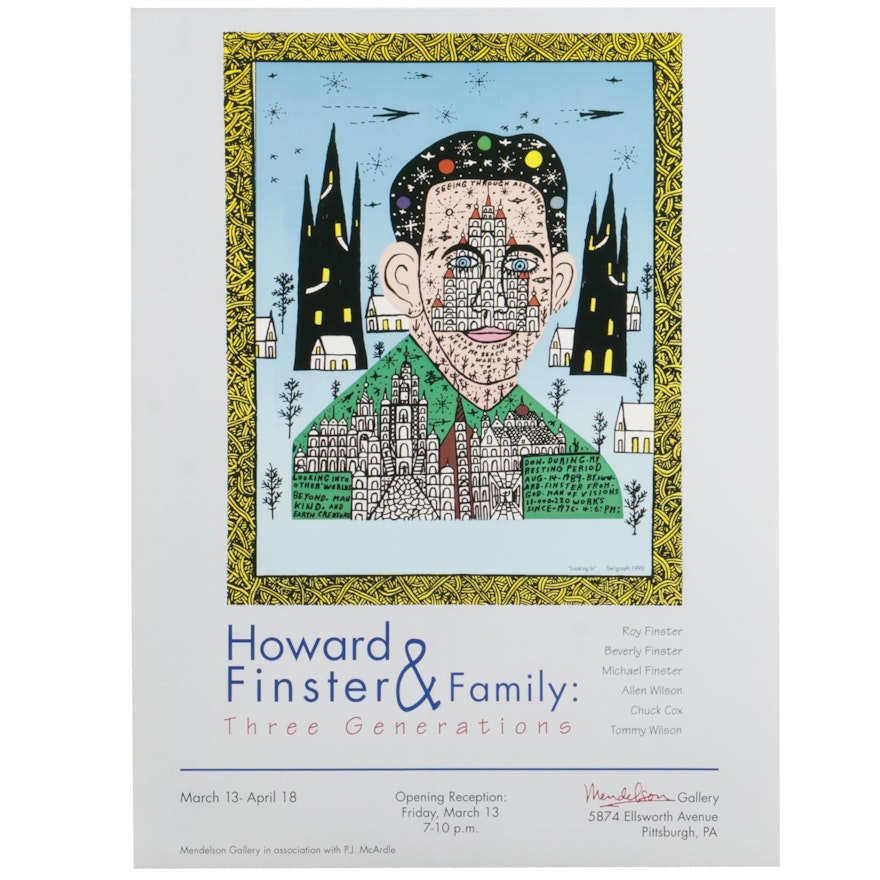 Offset Lithograph Poster after Howard Finster for Mendelson Gallery