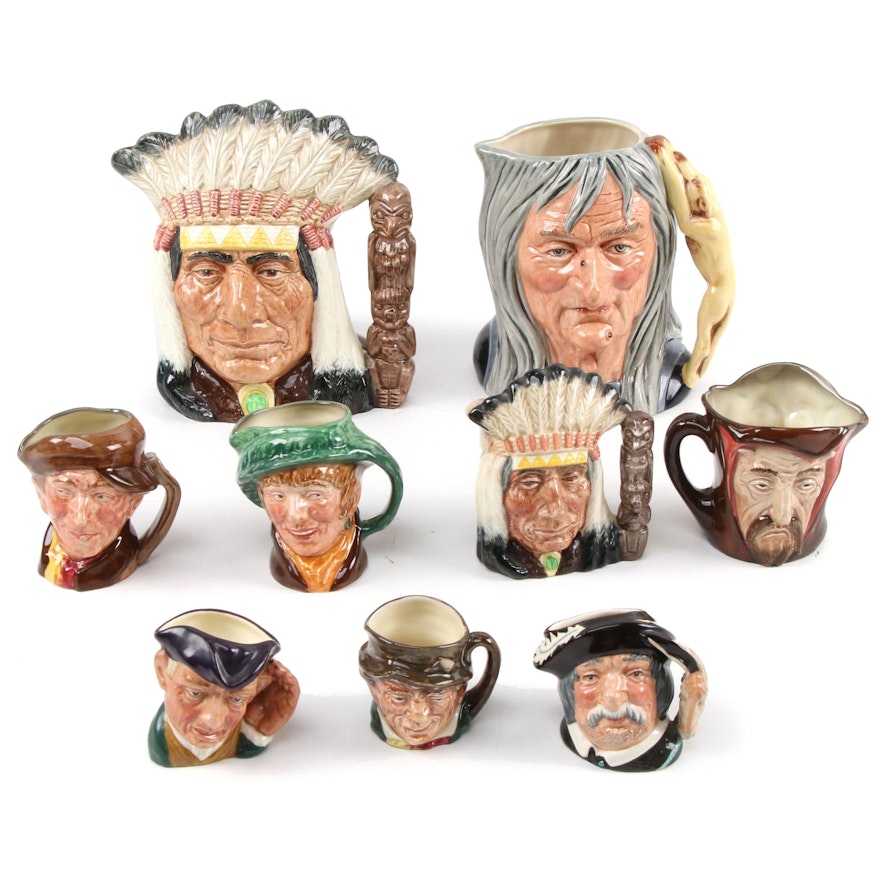 Royal Doulton "The Pendle Witch" and More Character Jugs, Mid/Late 20th Century