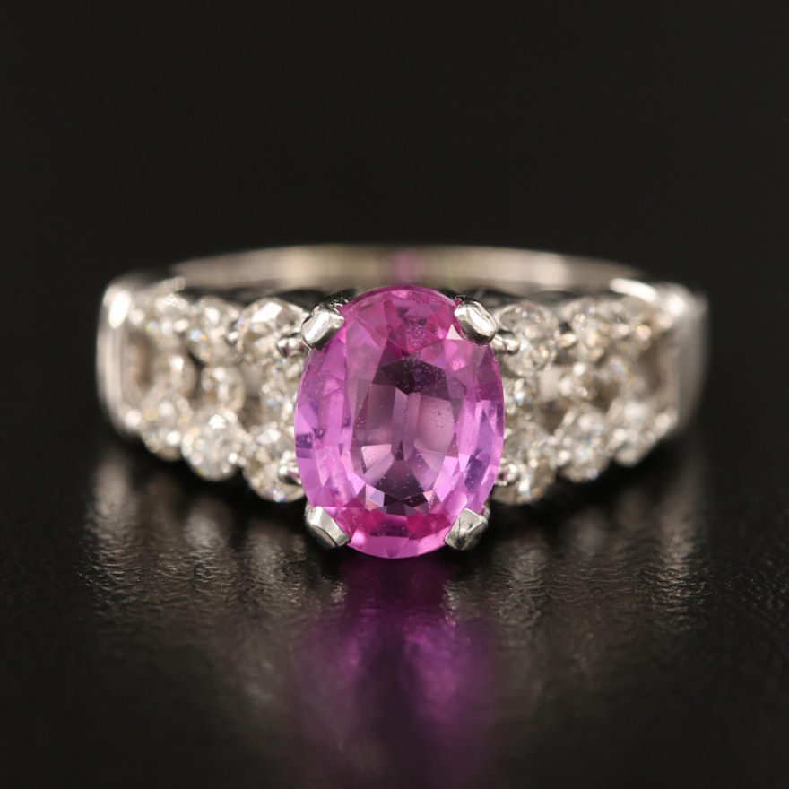 18K 2.80 CT Pink Sapphire and Diamond Ring