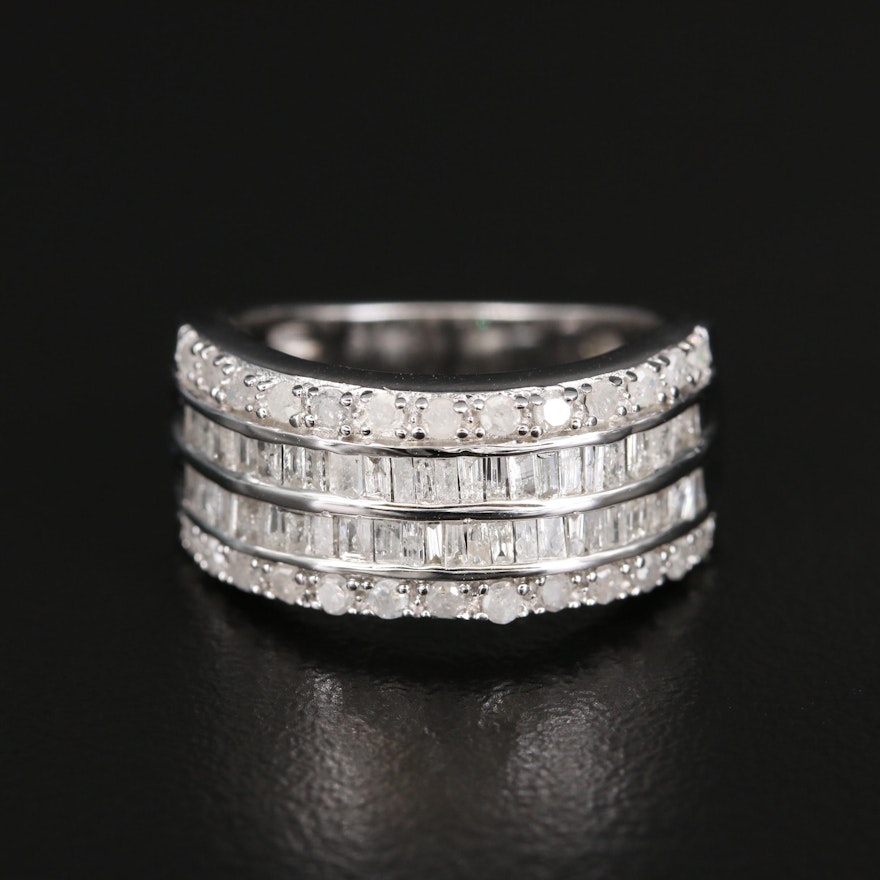 Sterling 1.00 CTW Diamond Double Row Ring