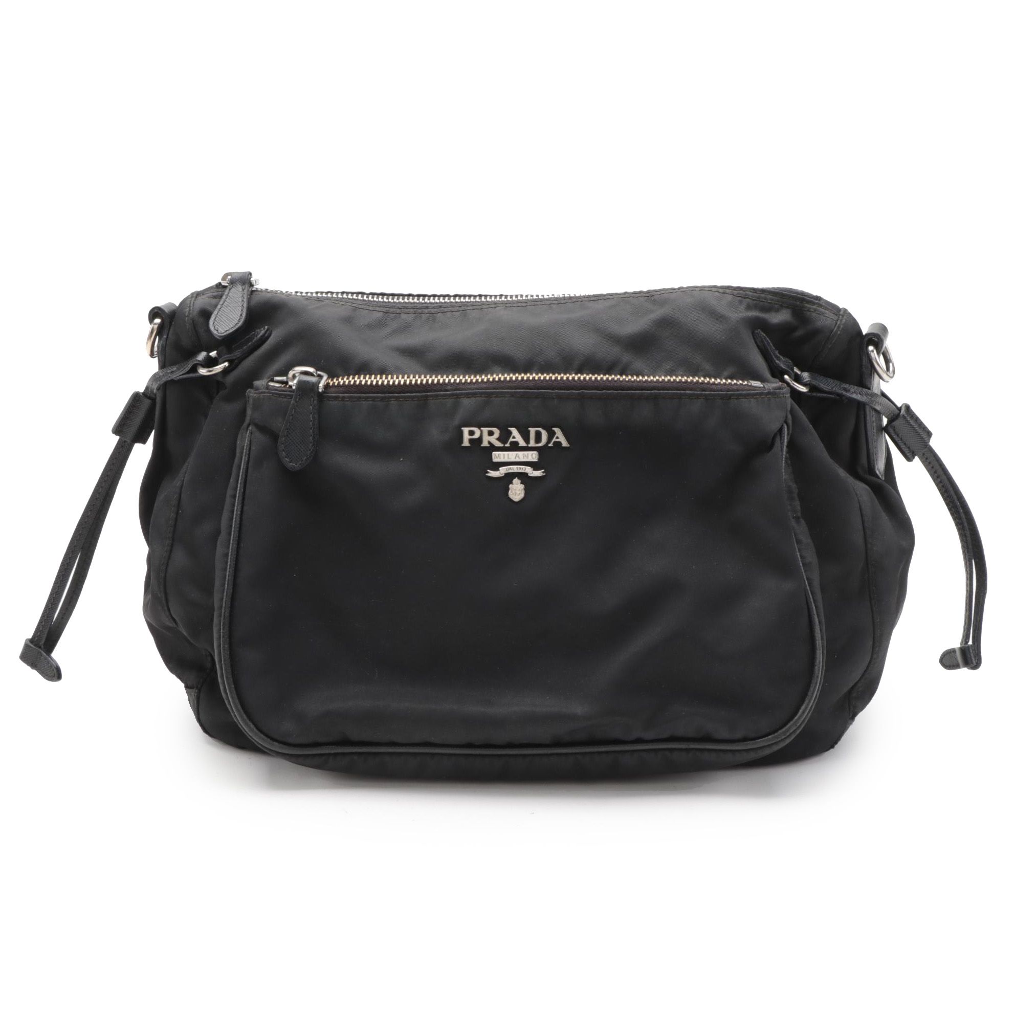 Prada Black Tessuto Nylon and Leather Crossbody Bag