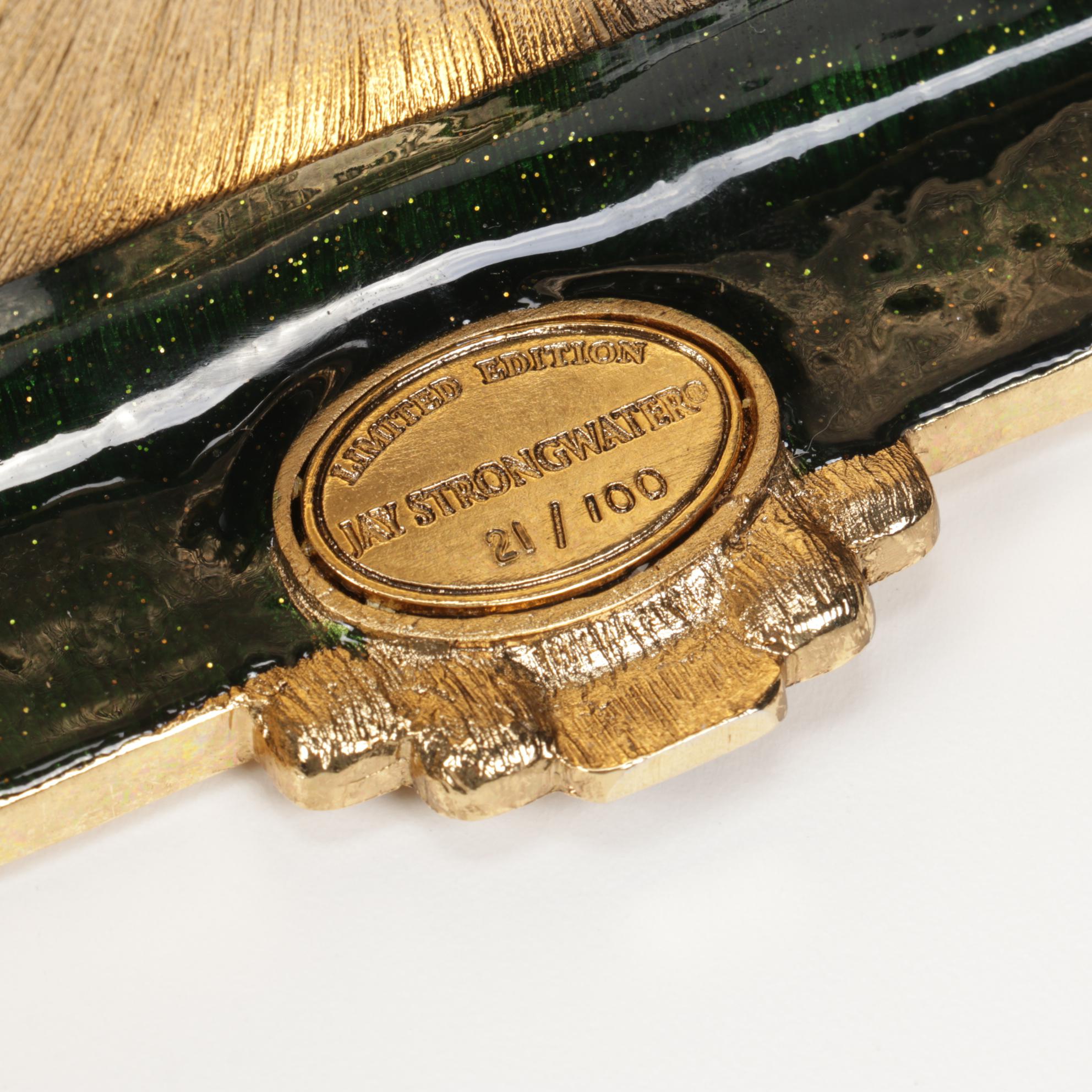 Jay Strongwater Limited Edition Peacock Swarovski Crystal Anniversary Clock