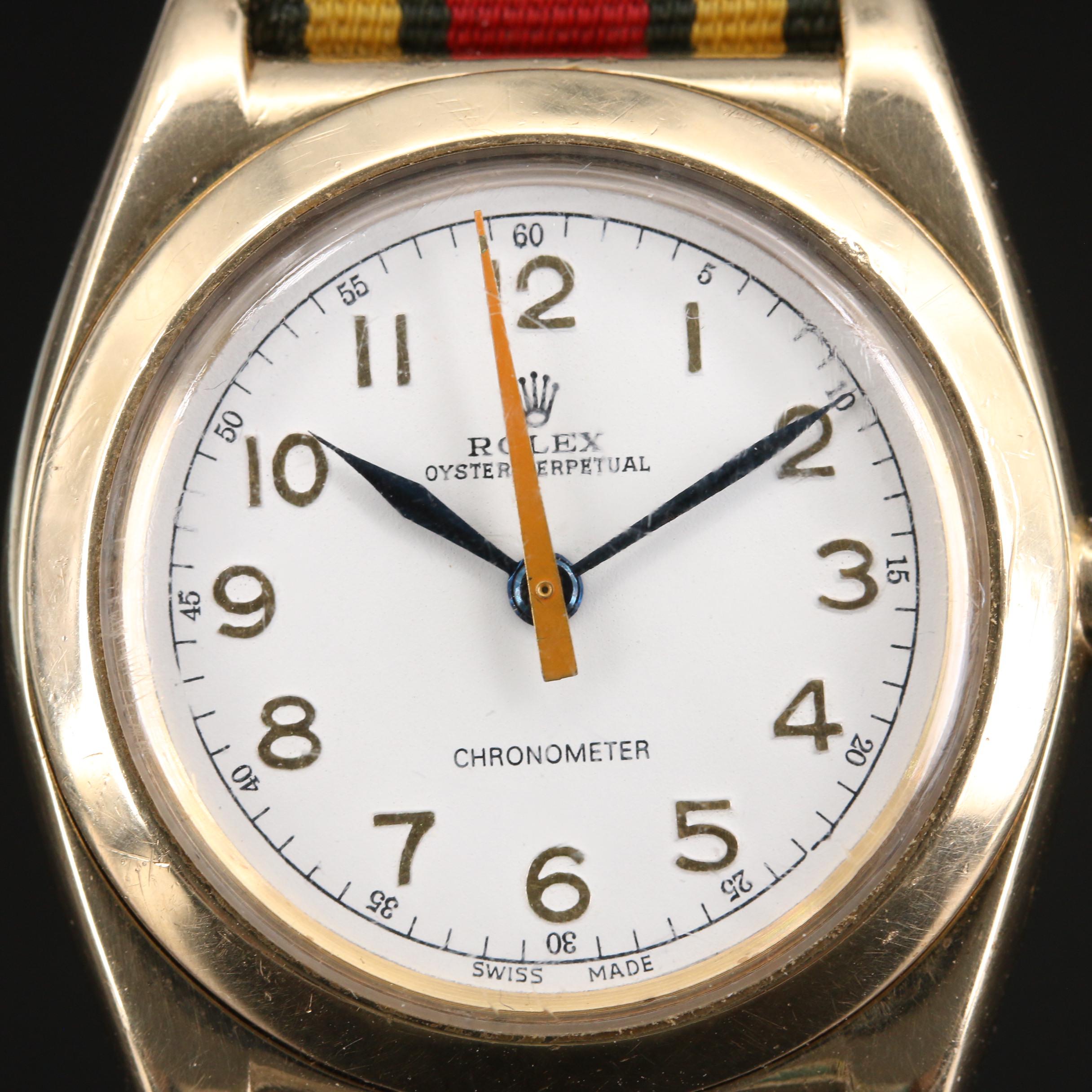 1937 Rolex Oyster Perpetual 3131 Bubble Back 9K Gold Watch