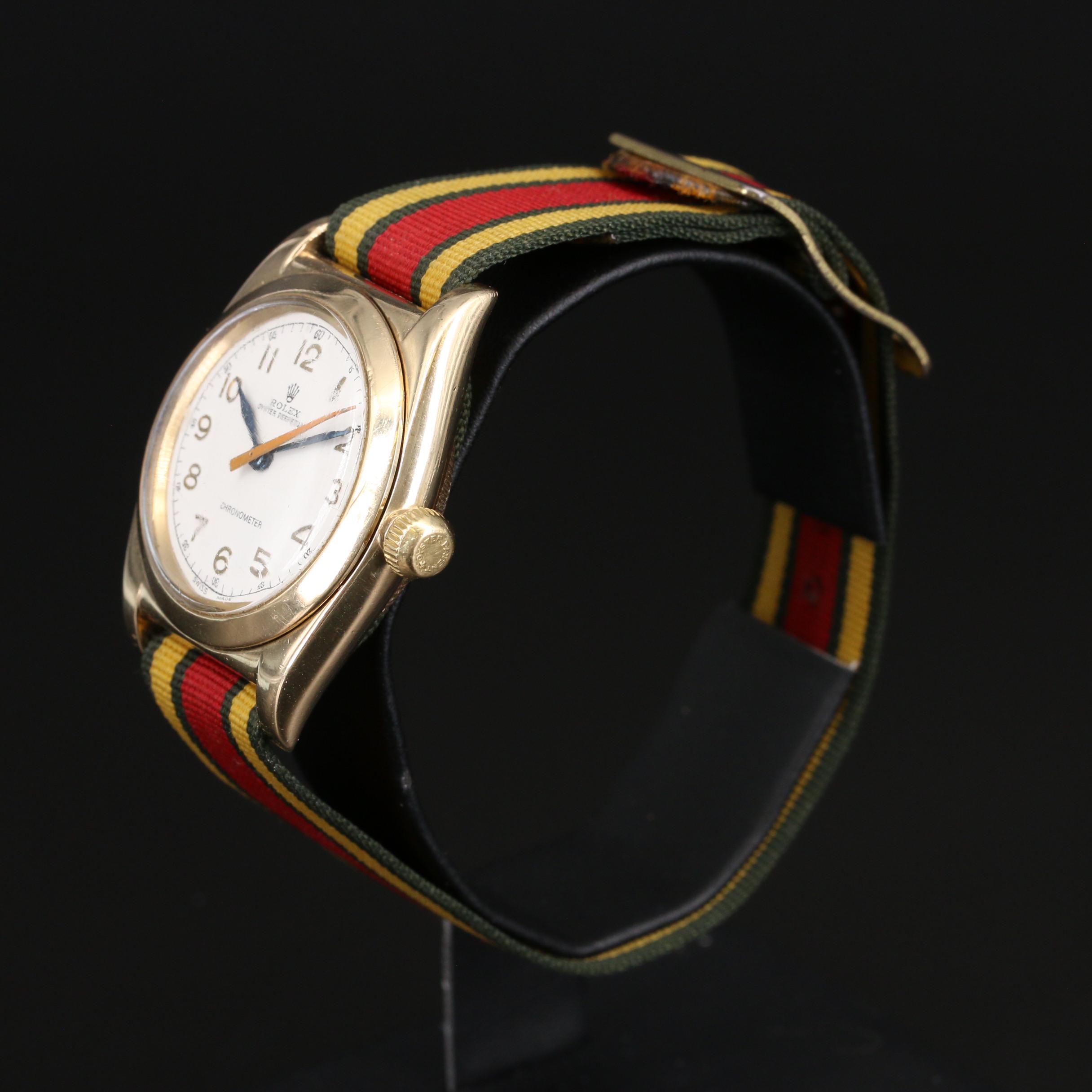 1937 Rolex Oyster Perpetual 3131 Bubble Back 9K Gold Watch
