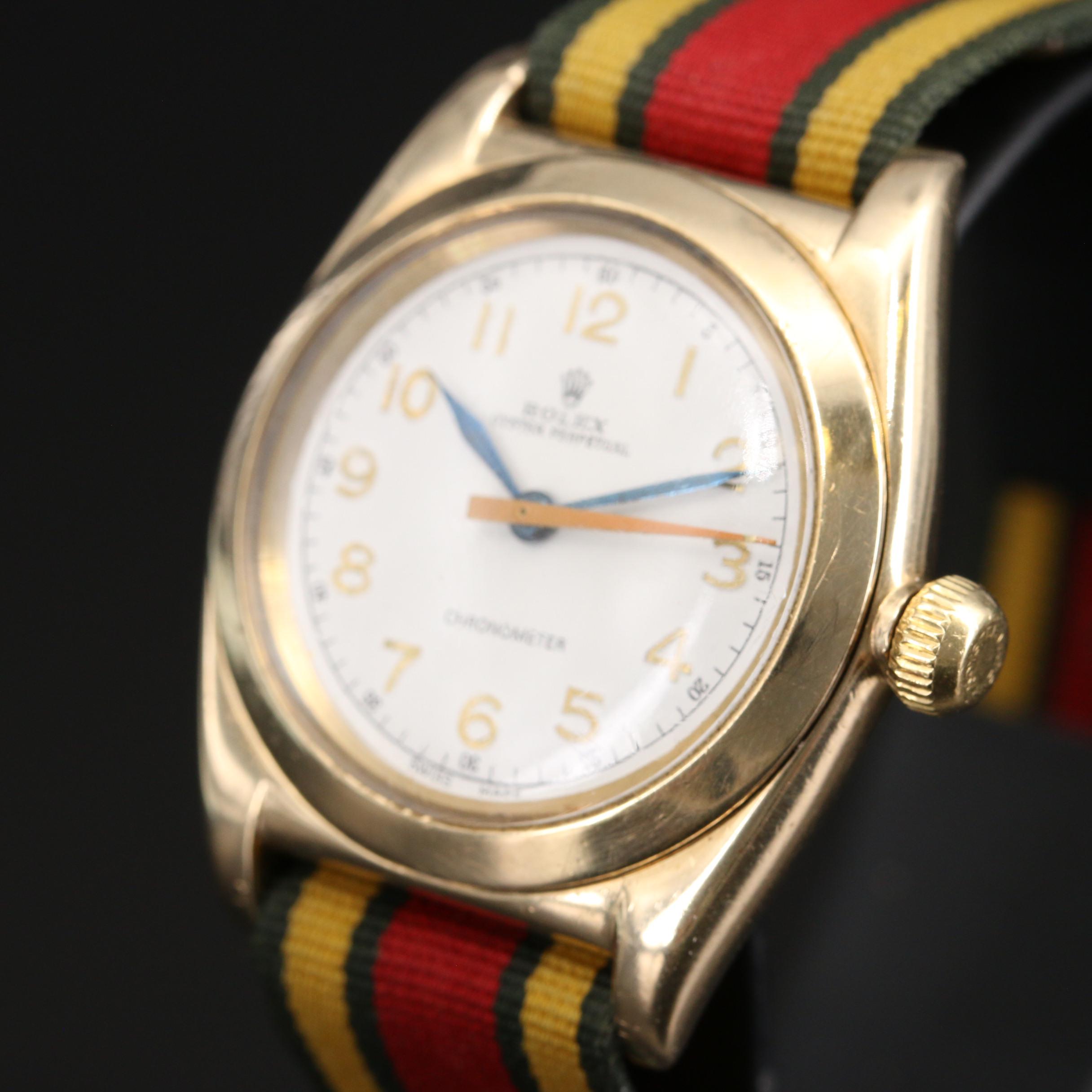 1937 Rolex Oyster Perpetual 3131 Bubble Back 9K Gold Watch
