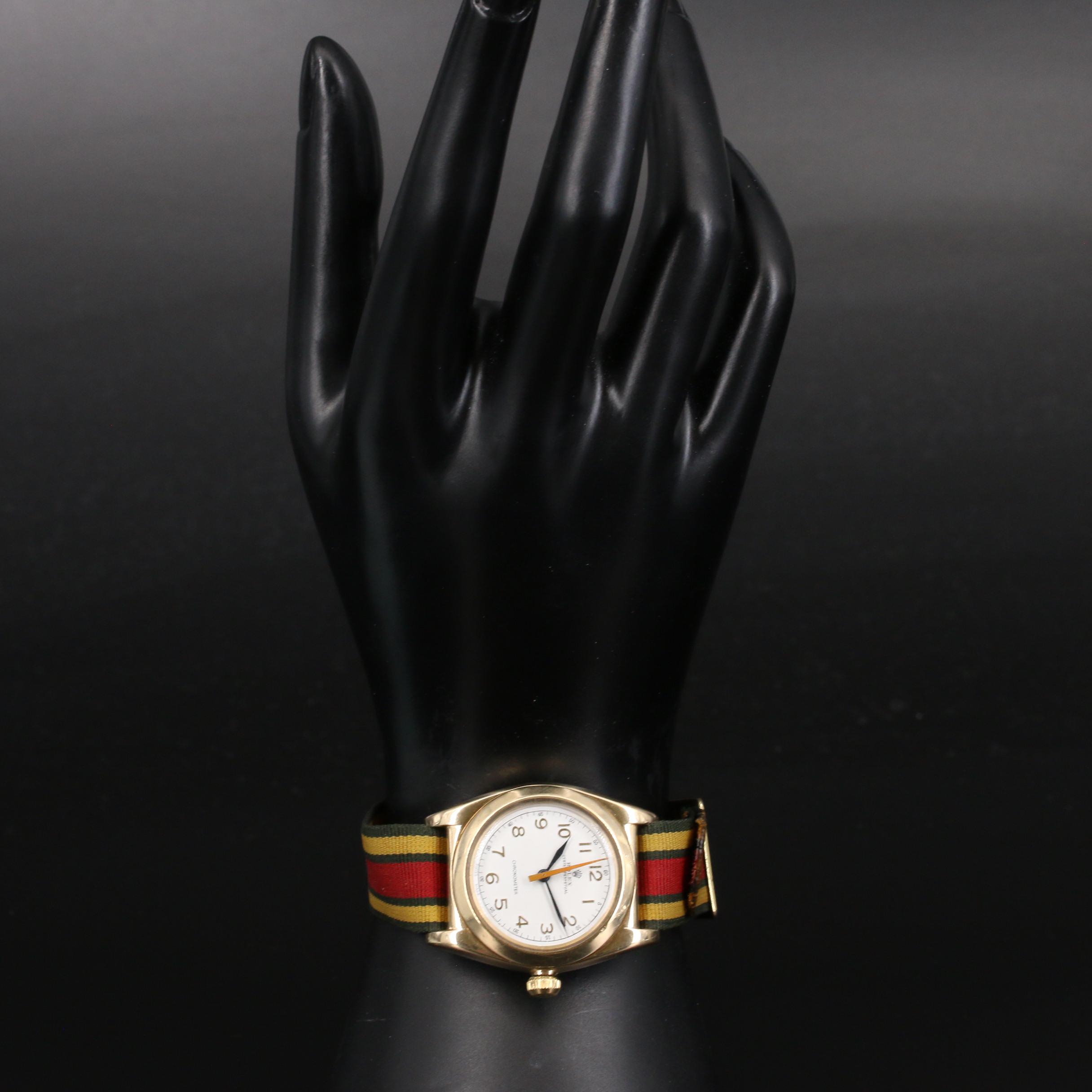 1937 Rolex Oyster Perpetual 3131 Bubble Back 9K Gold Watch