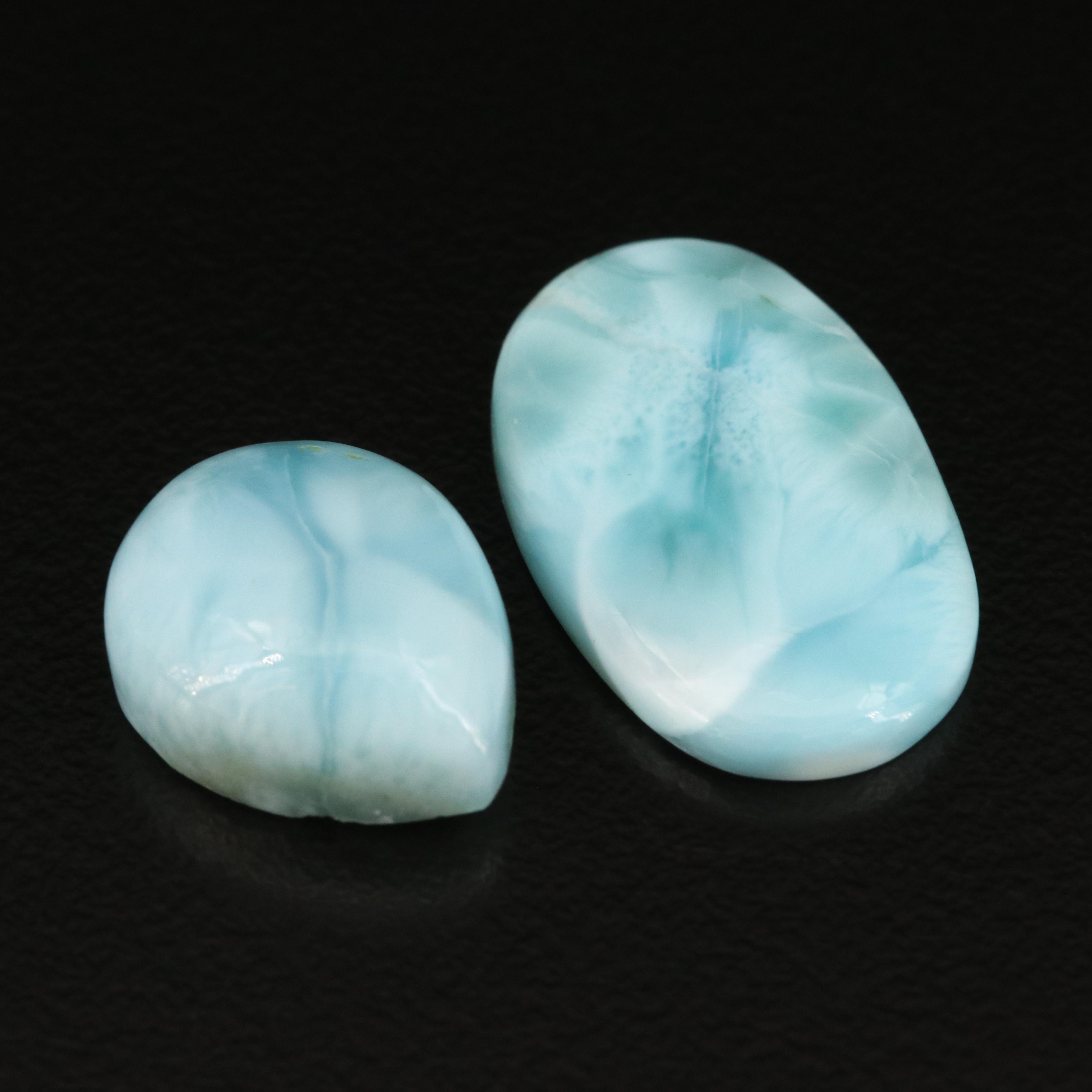 Loose Oval and Pear Larimar Cabochons