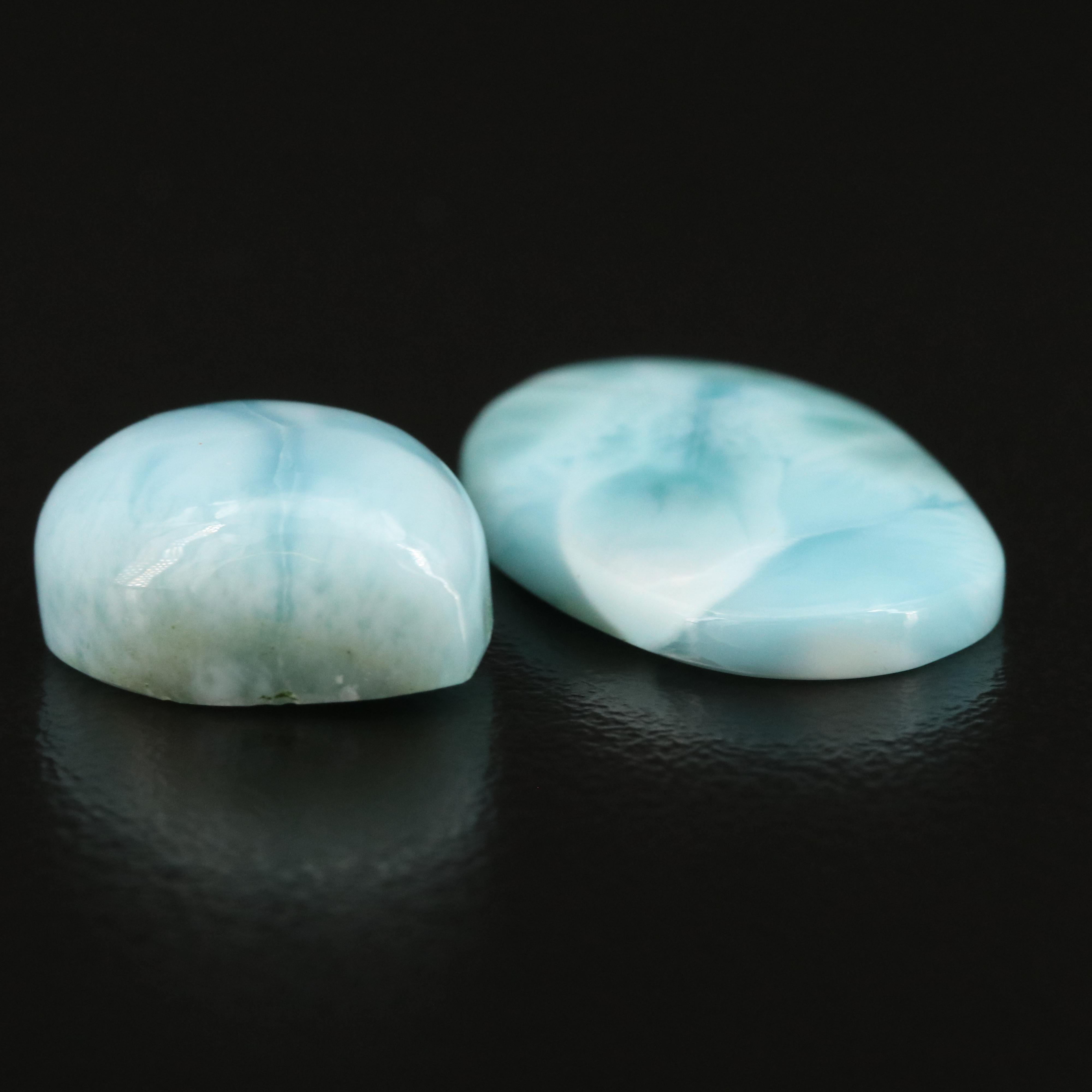 Loose Oval and Pear Larimar Cabochons
