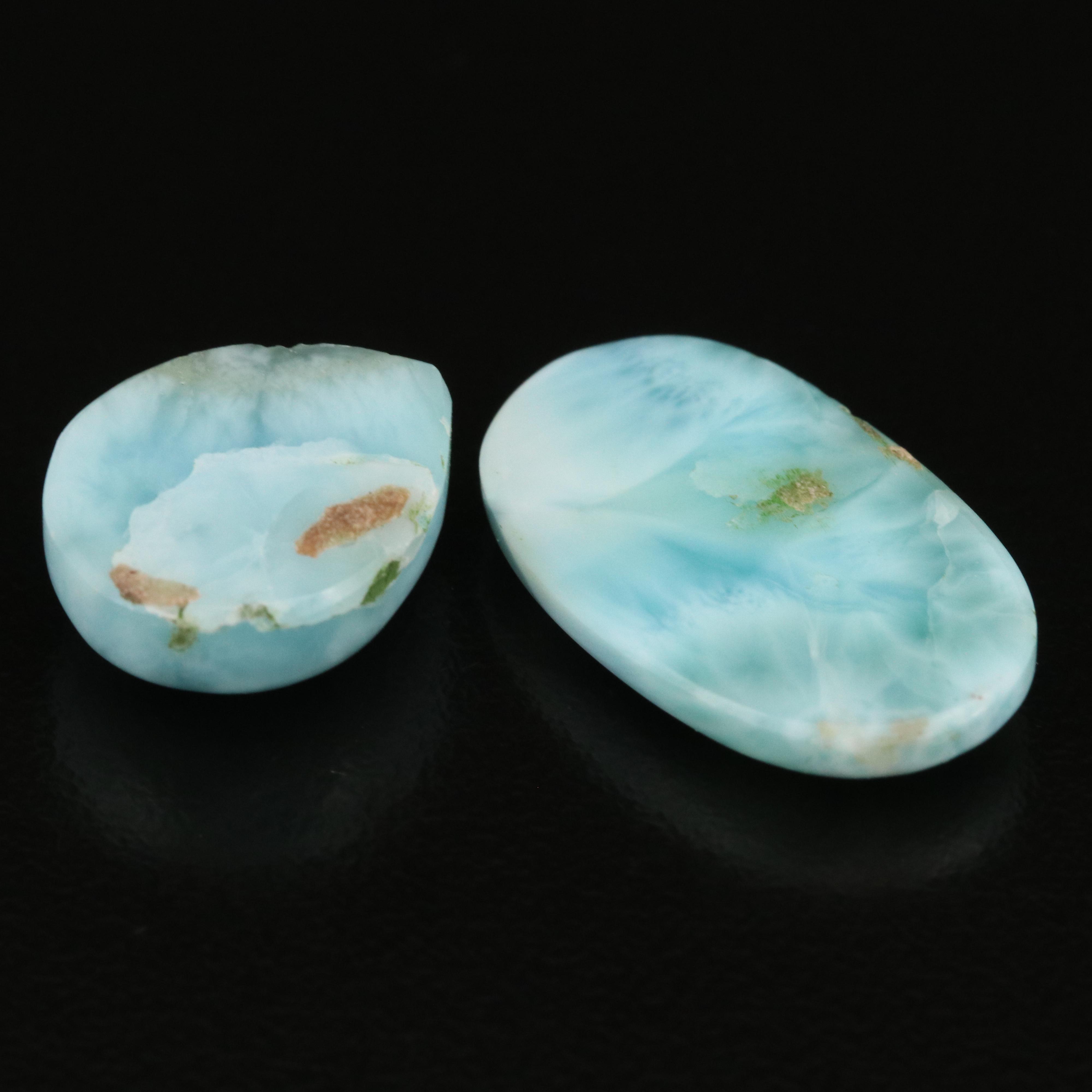 Loose Oval and Pear Larimar Cabochons