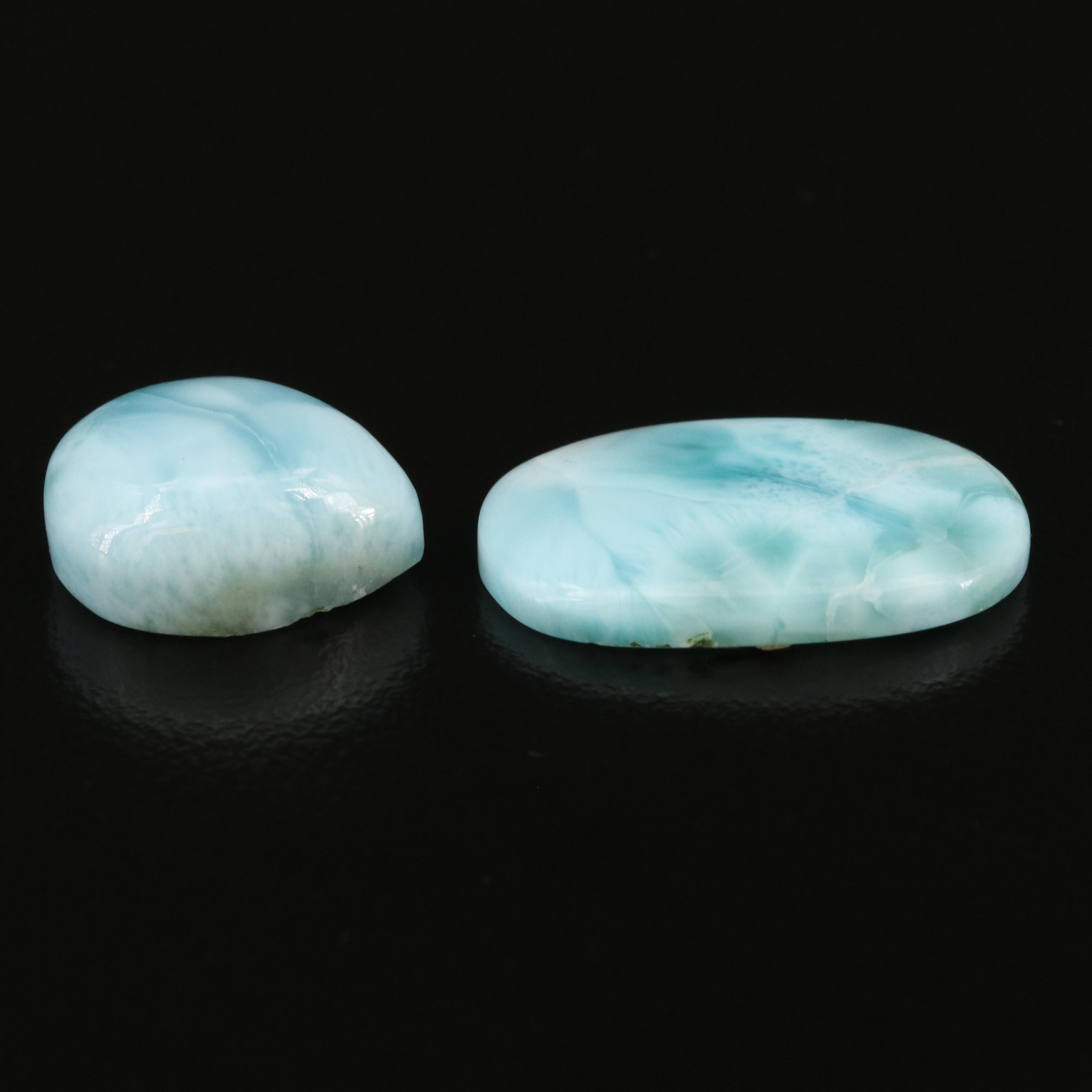 Loose Oval and Pear Larimar Cabochons