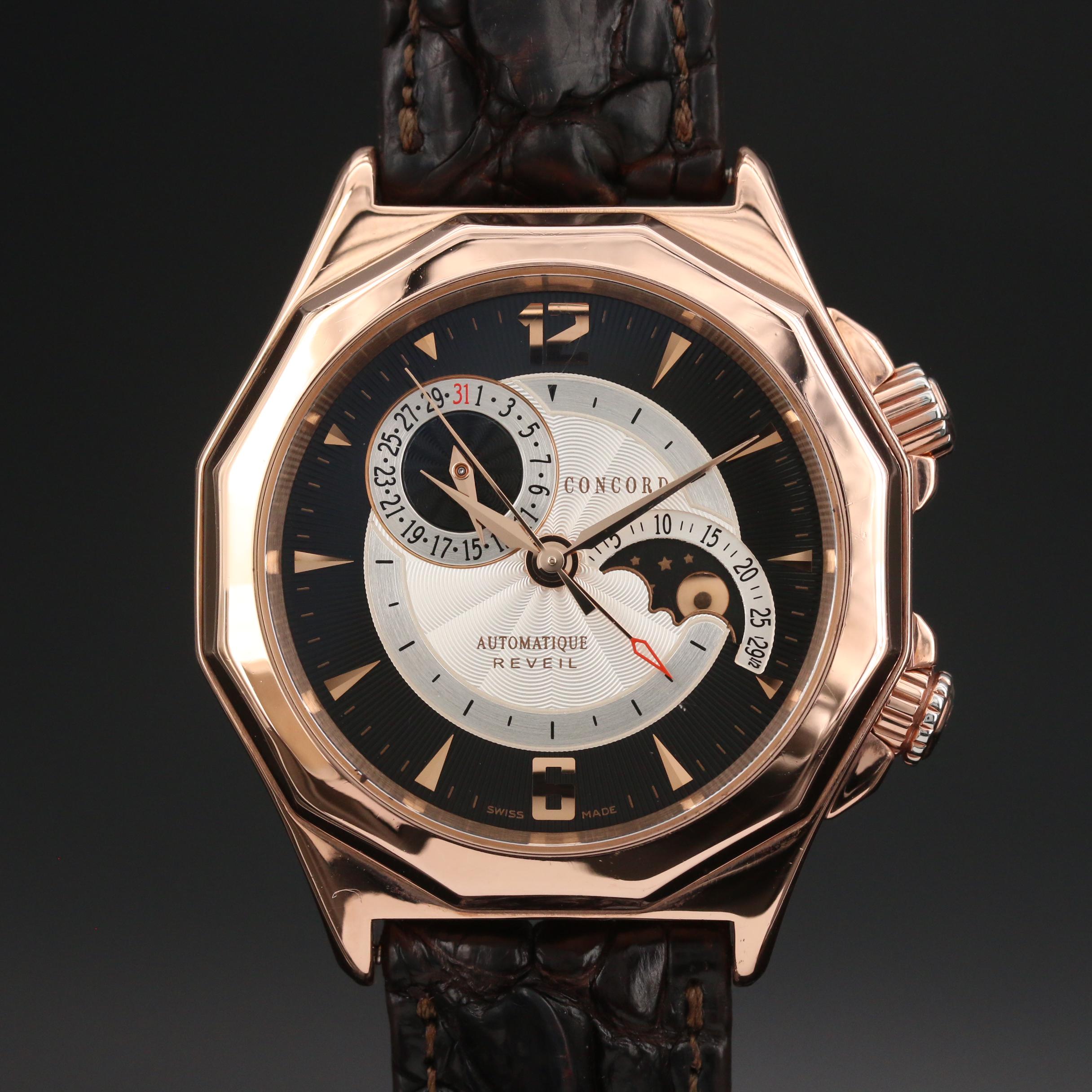 Concord Mariner Reveil Alarm Moonphase 18K Rose Gold Watch