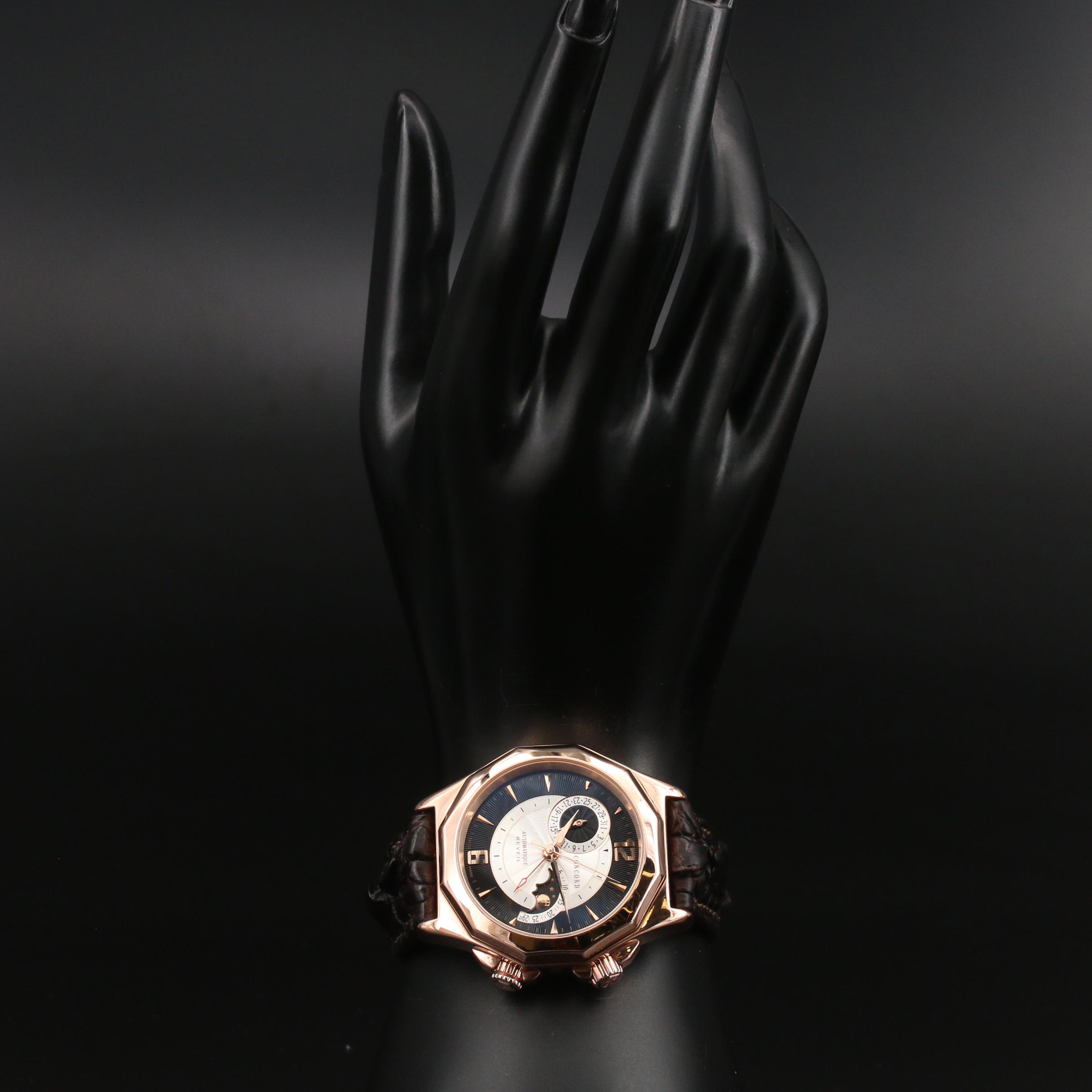 Concord Mariner Reveil Alarm Moonphase 18K Rose Gold Watch